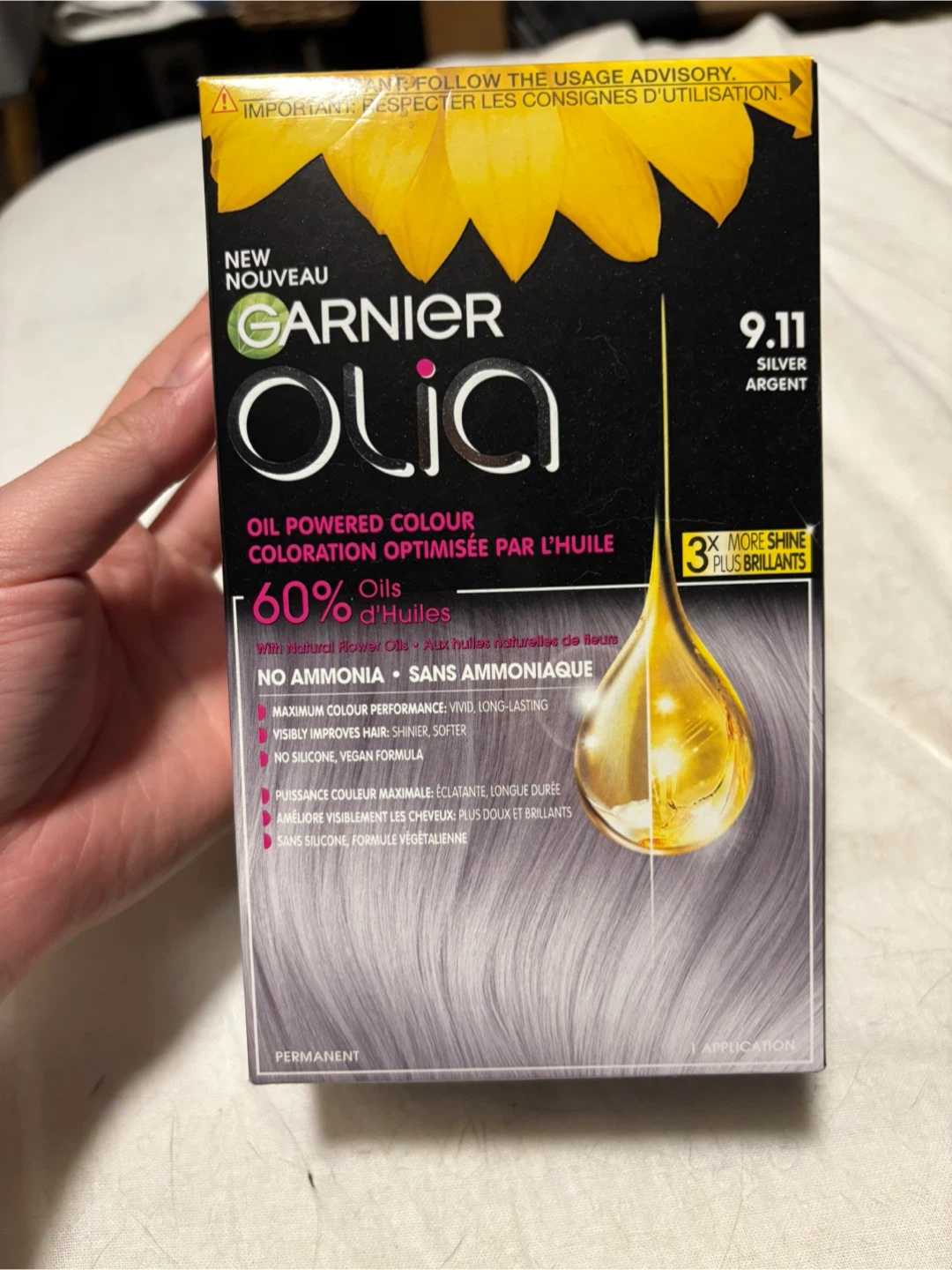 Garnier Olia Permanent Hair Colour (9.11 Silver)