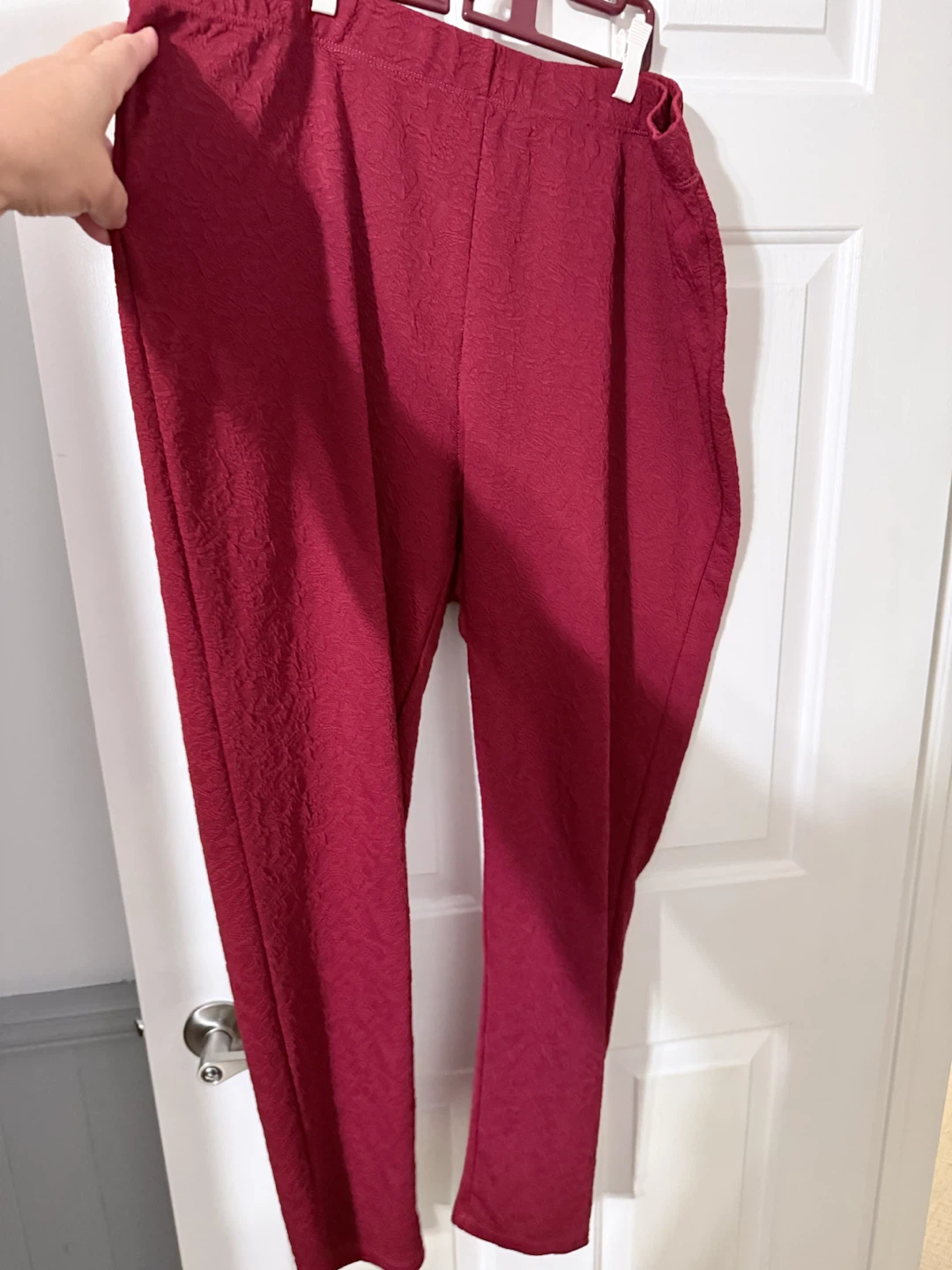 Burgundy Textured skinny Pants, Size 20