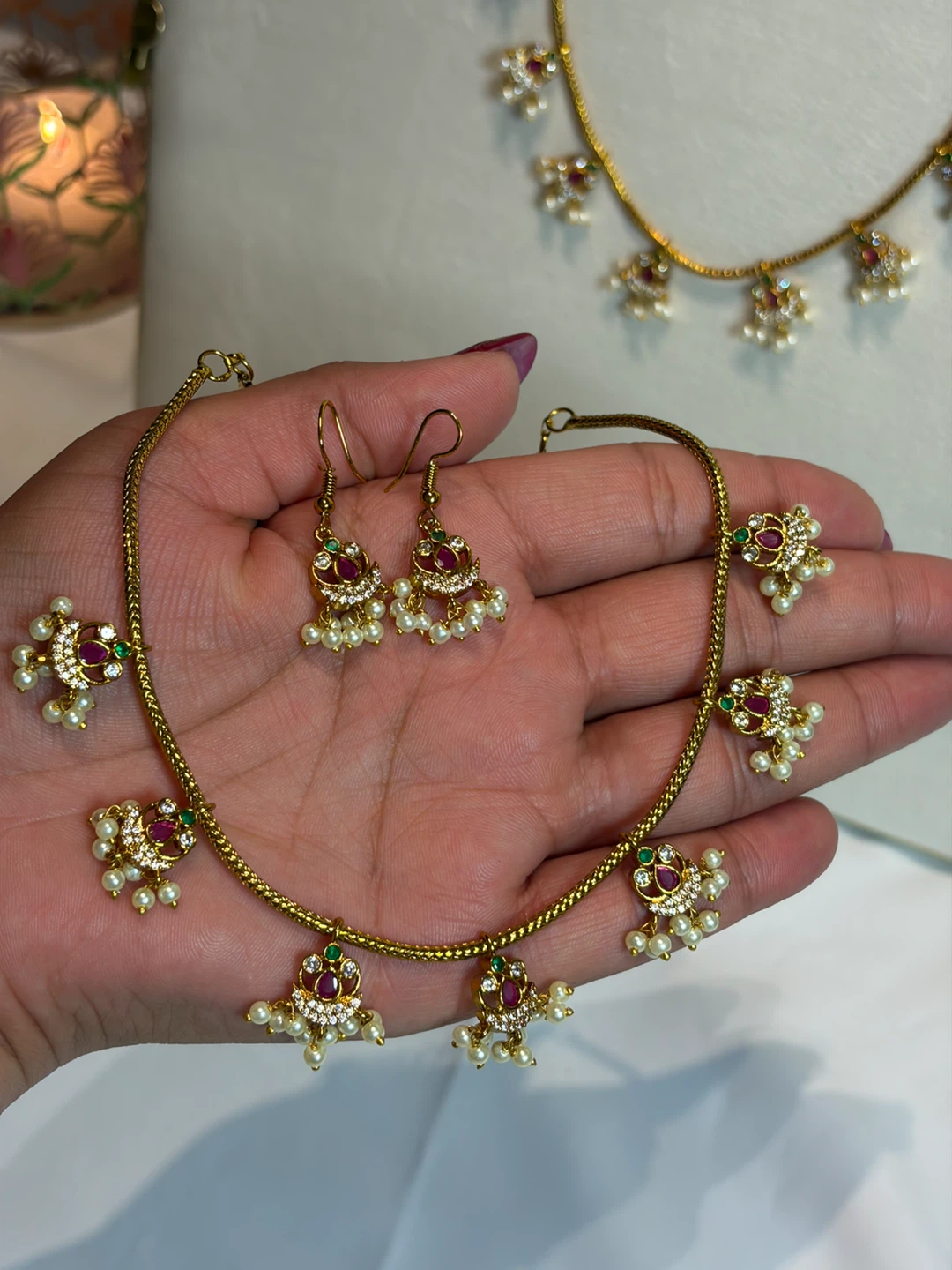 Gold-Tone Necklace and Earring Set - photo 3