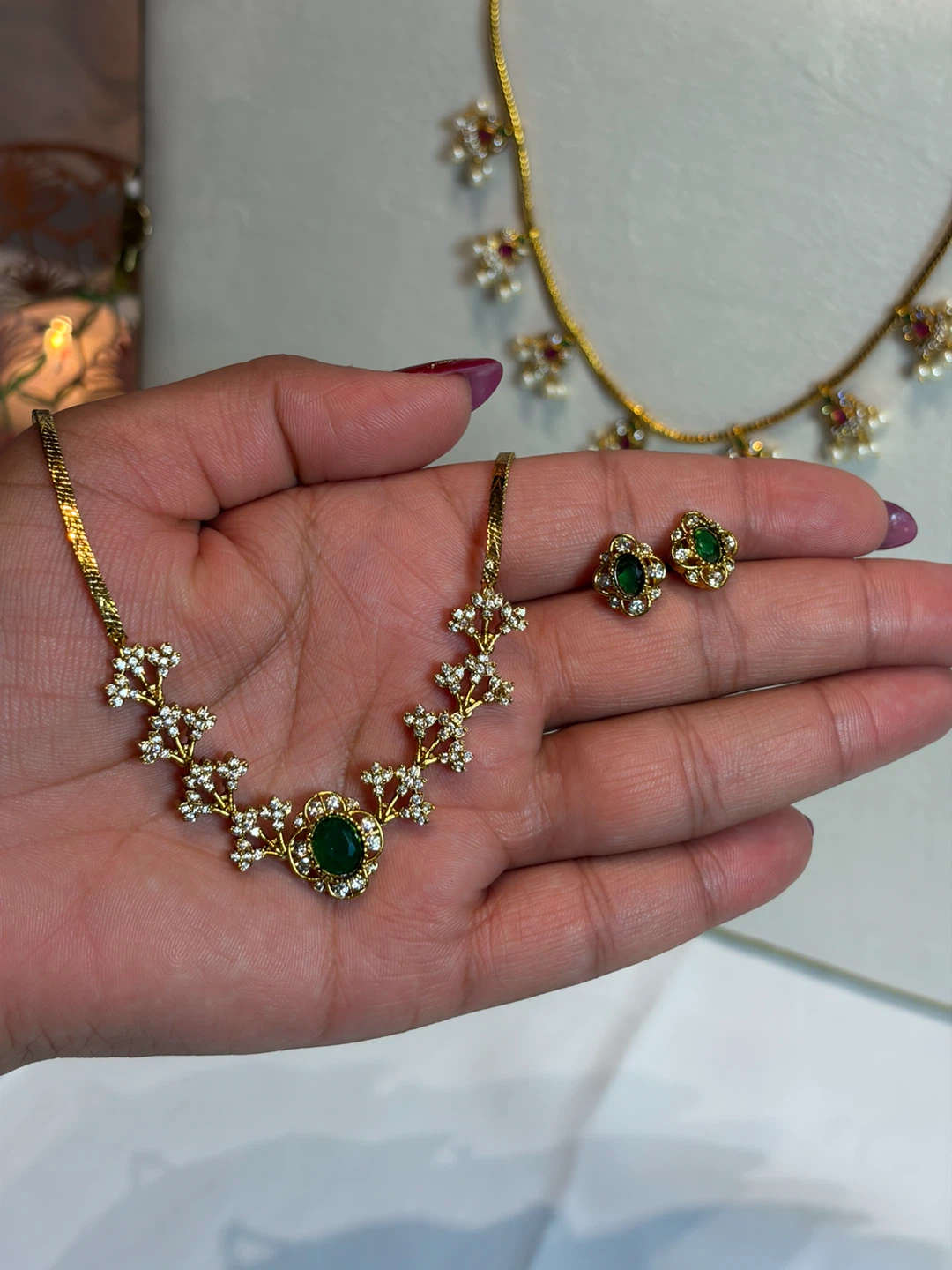 Gold-tone necklace and earring set