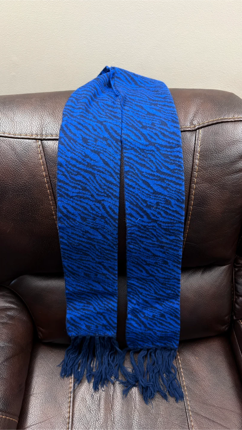 Blue and black zebra print scarf. Like new condition.
