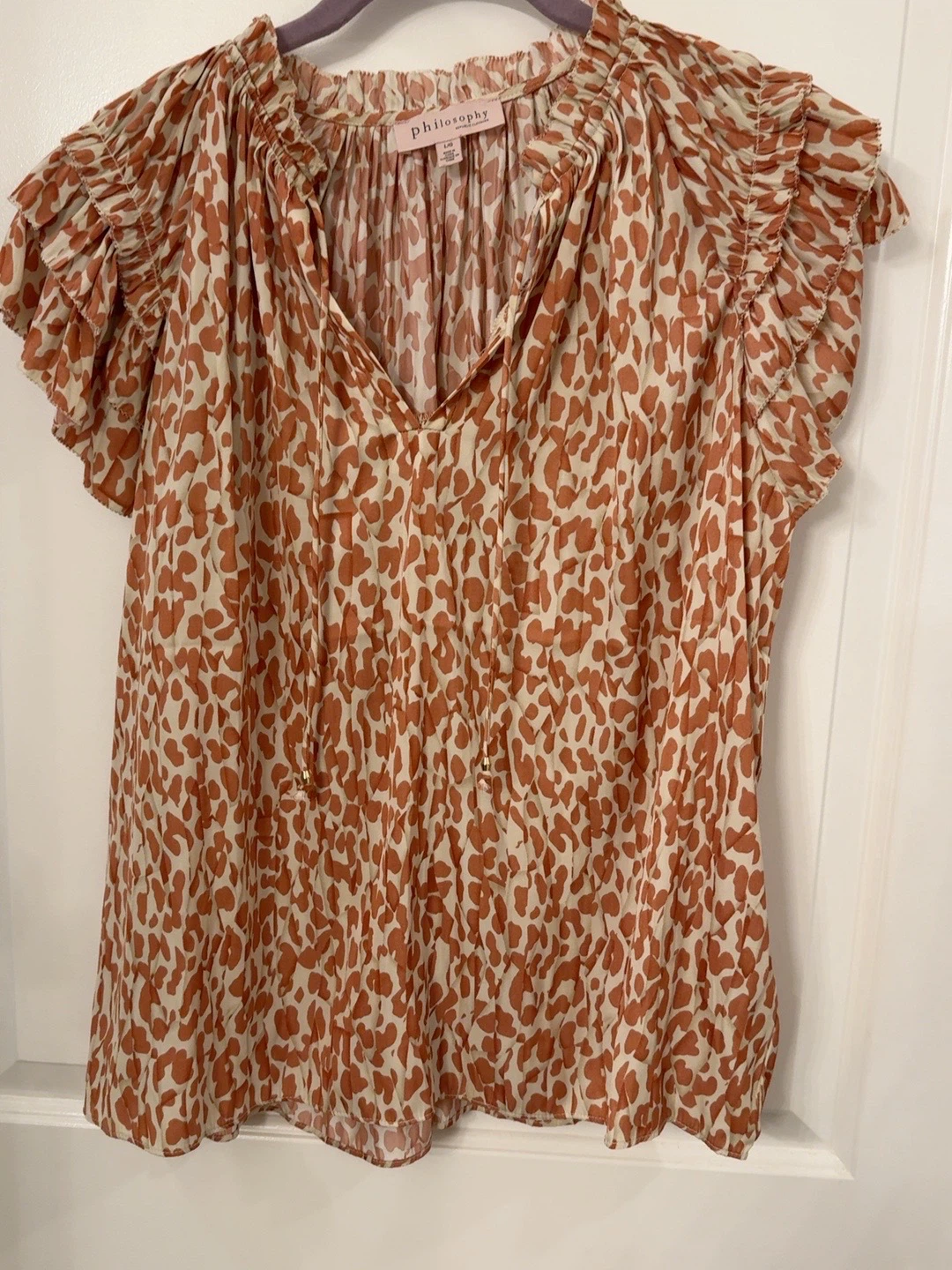 Philosophy Leopard Print Ruffle Blouse – Size L - photo 2