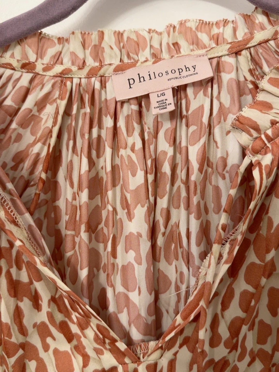 Philosophy Leopard Print Ruffle Blouse – Size L - photo 3