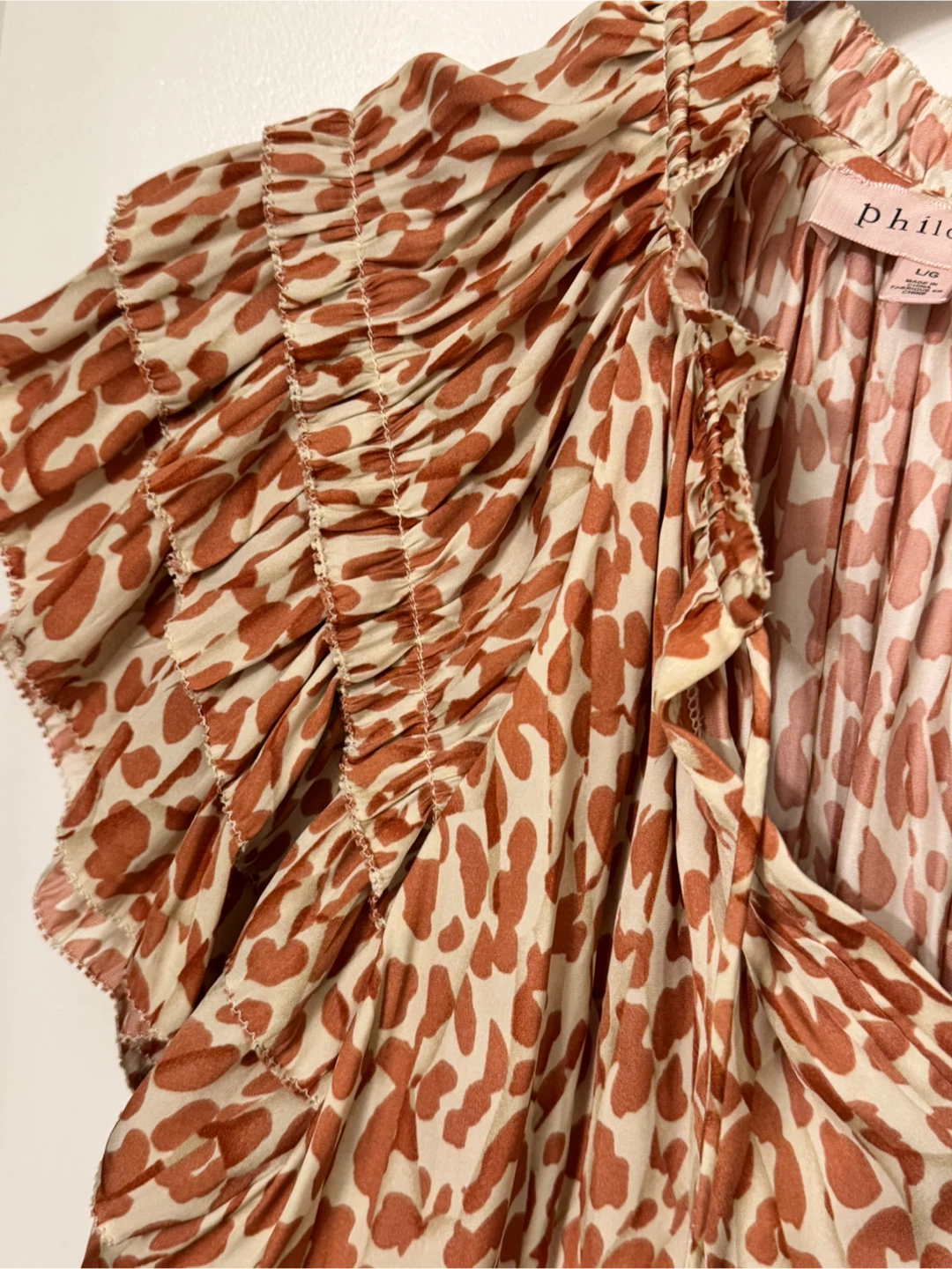 Philosophy Leopard Print Ruffle Blouse – Size L - photo 4