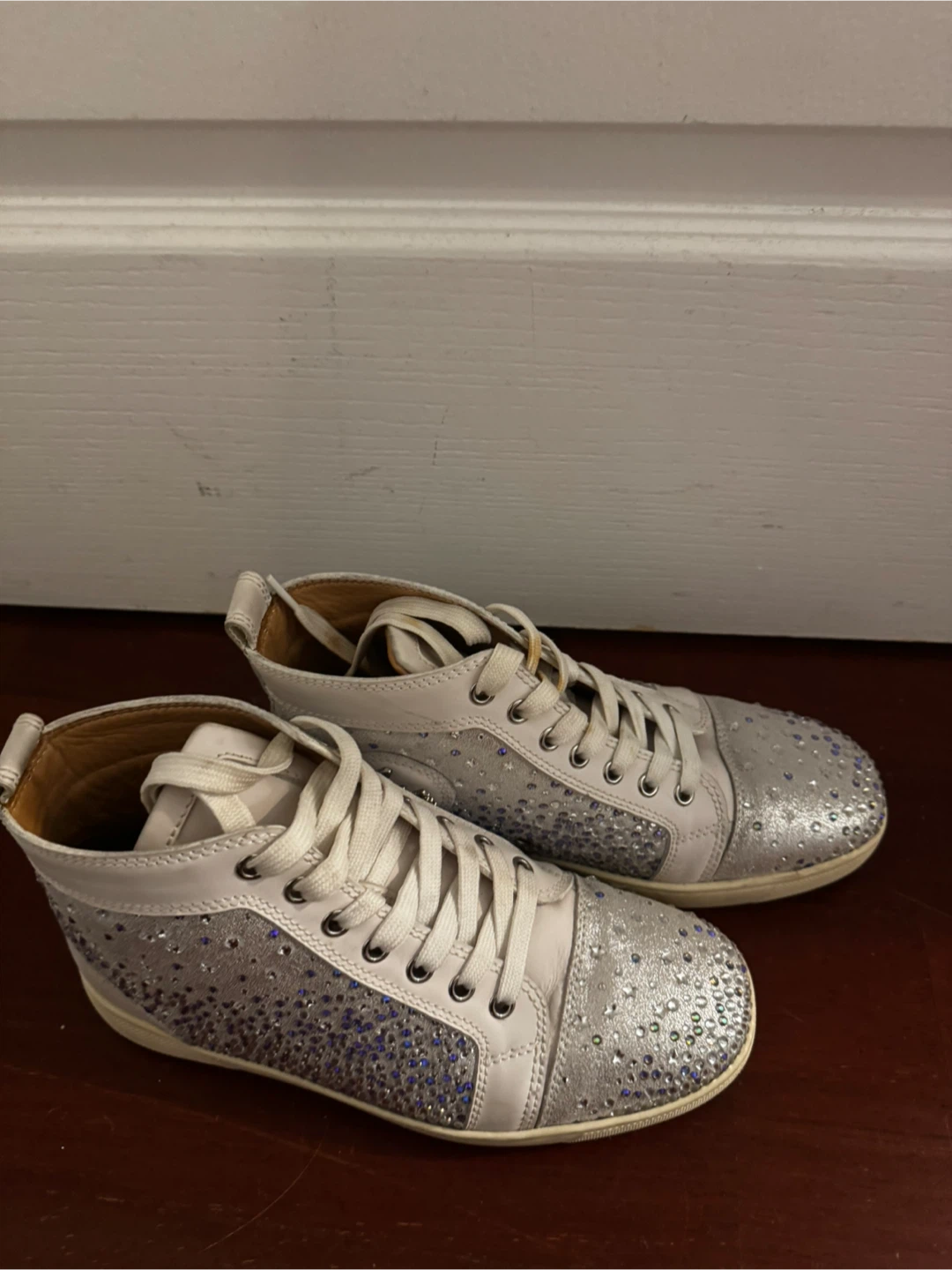 Christian Louboutin Rhinestone High-Top Sneakers