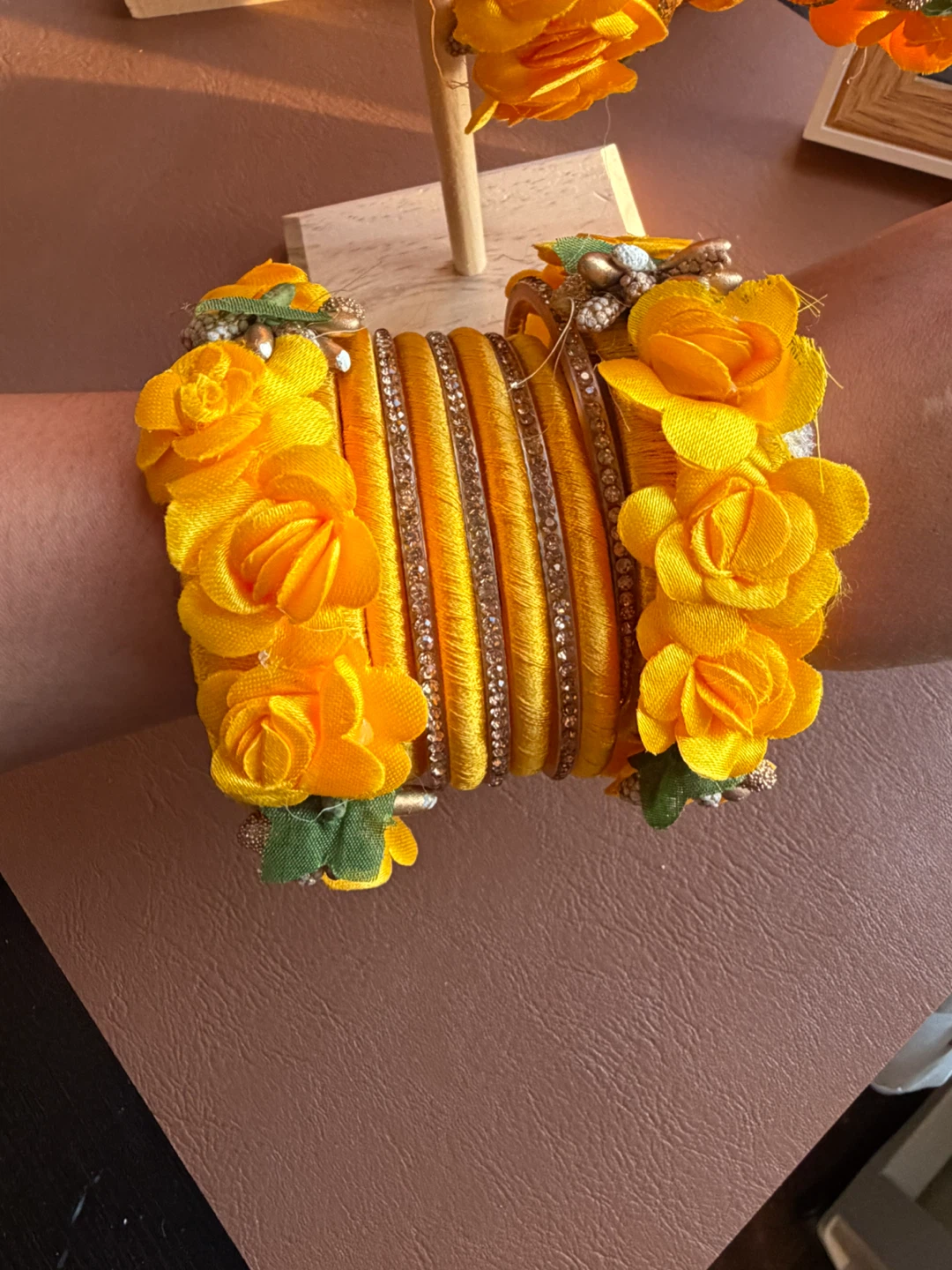 Yellow Floral Thread Bangles - photo 2