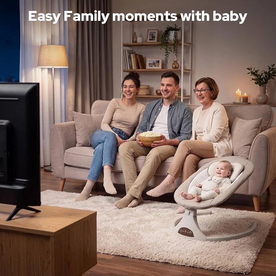 🔥Electric Baby Swing | 5 Speeds, Bluetooth & Timer - photo 3