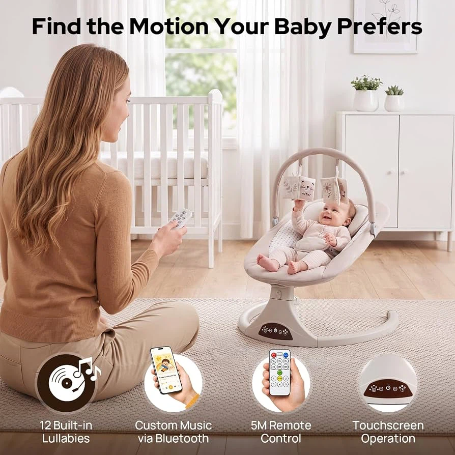 🔥Electric Baby Swing | 5 Speeds, Bluetooth & Timer - photo 4