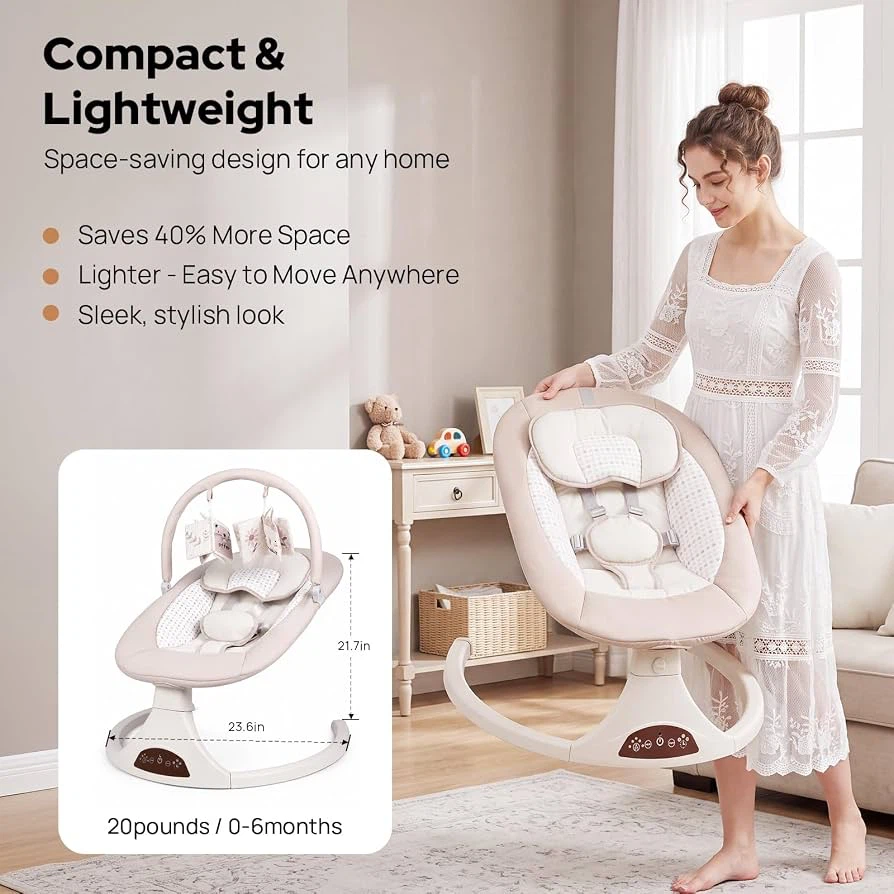 🔥Electric Baby Swing | 5 Speeds, Bluetooth & Timer - photo 5