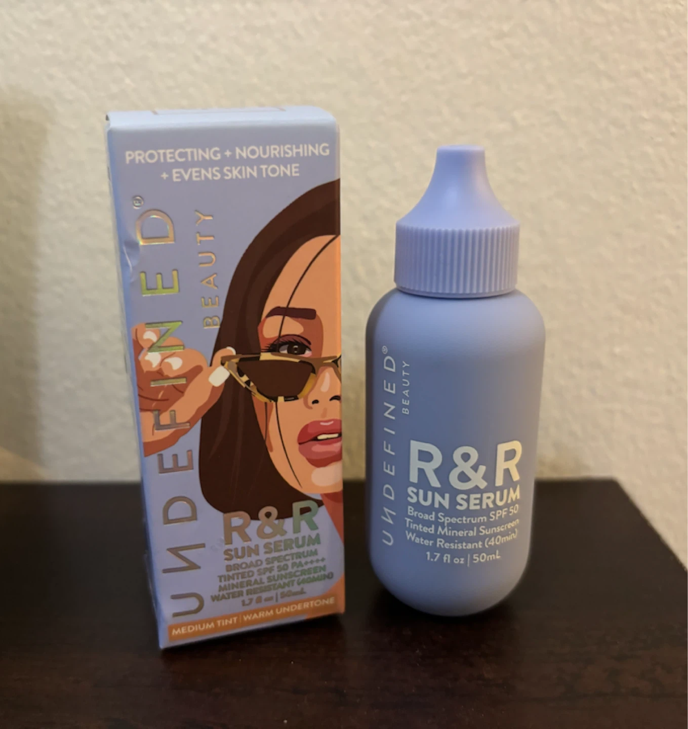 NEW-Undefined Beauty R&R Sun Serum SPF 50 Tinted Sunscreen
