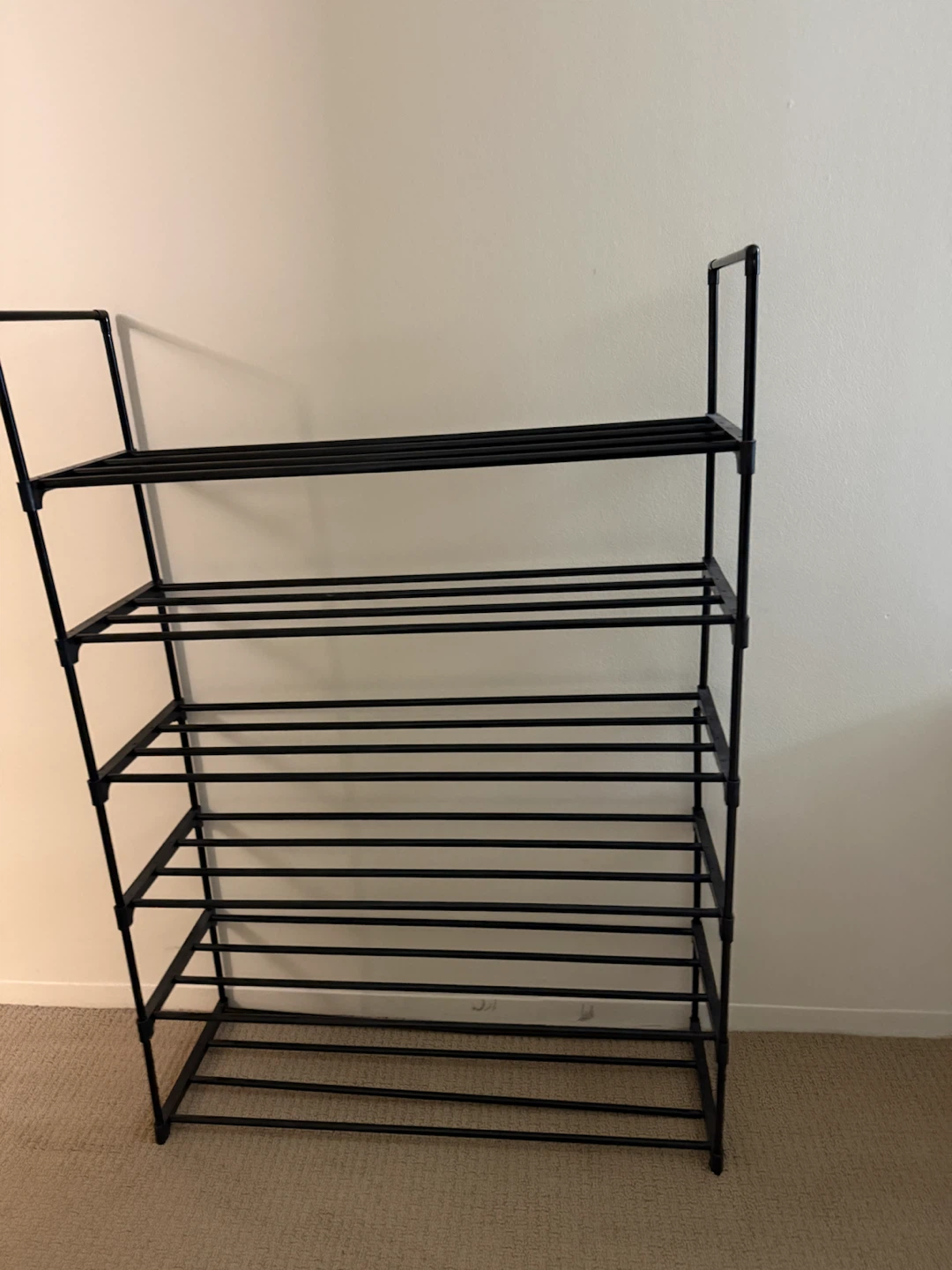 5-Tier Black Metal Shoe Rack