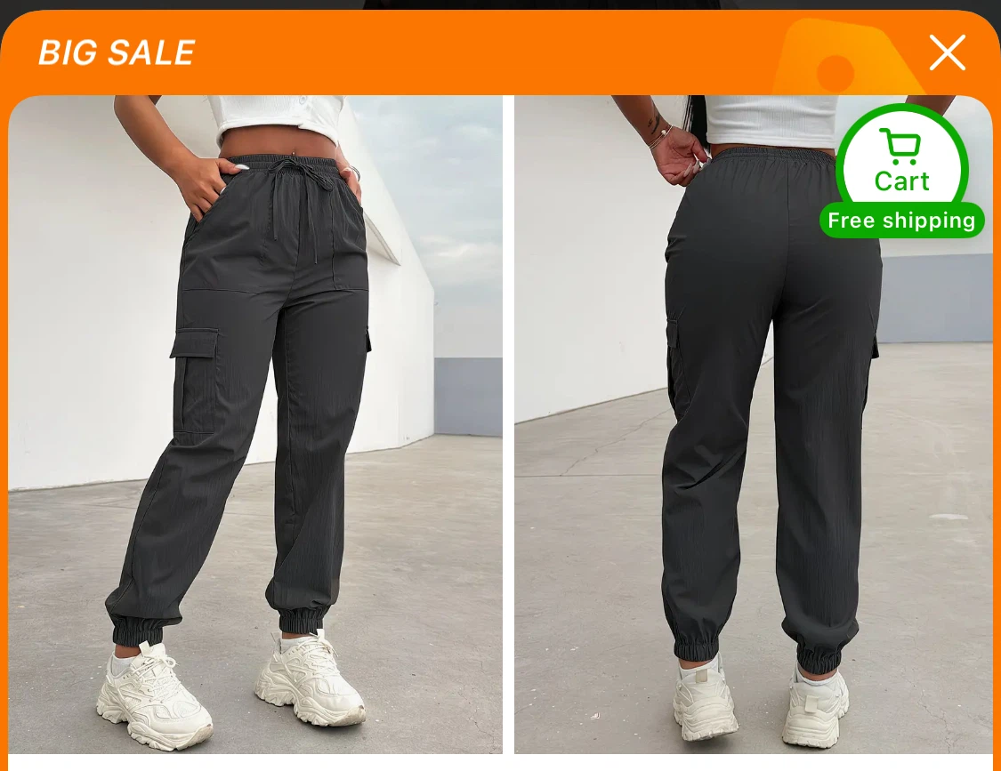 Women's Black Cargo Pants Medium