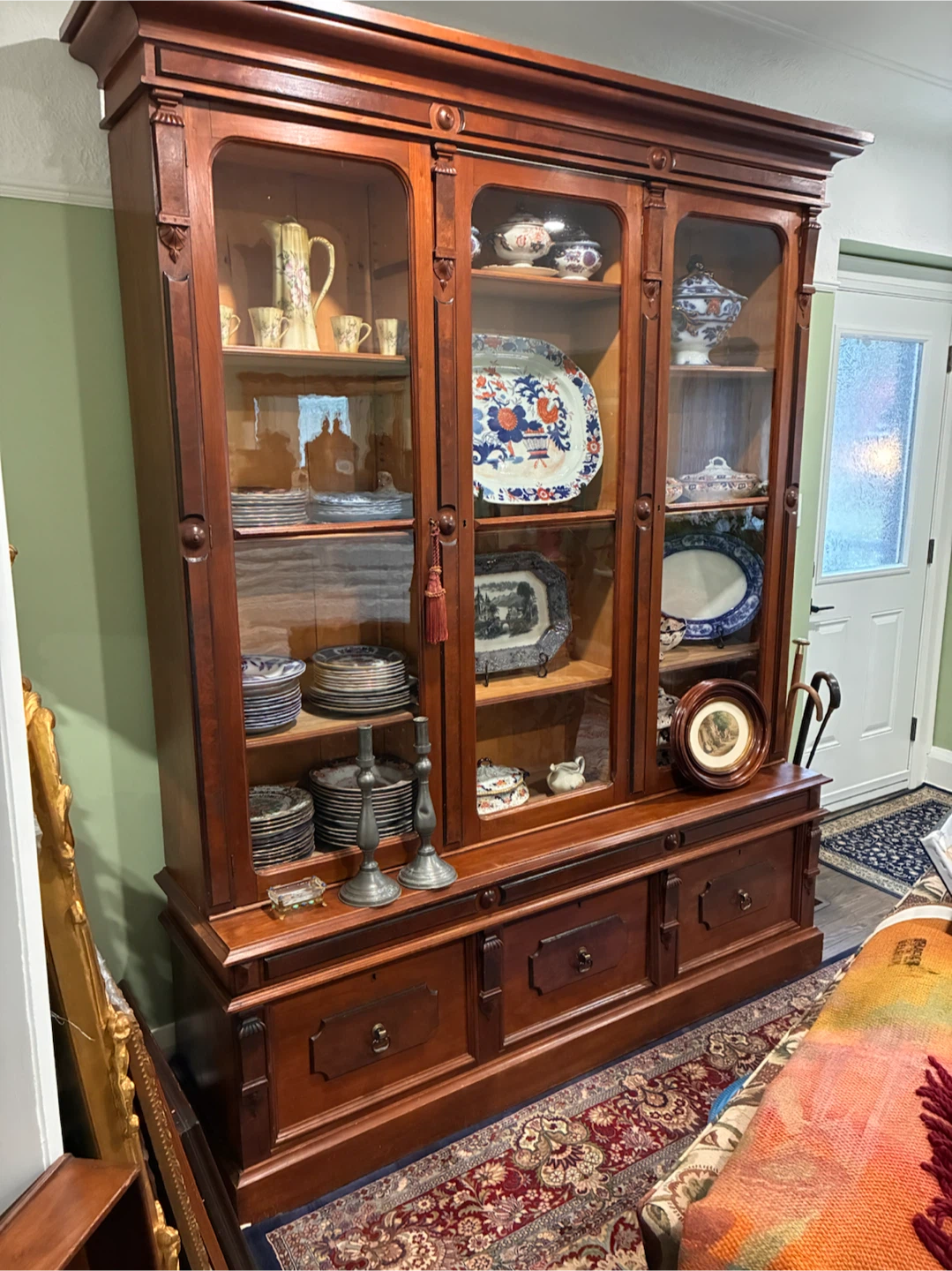 Large Antique Wooden China Cabinet