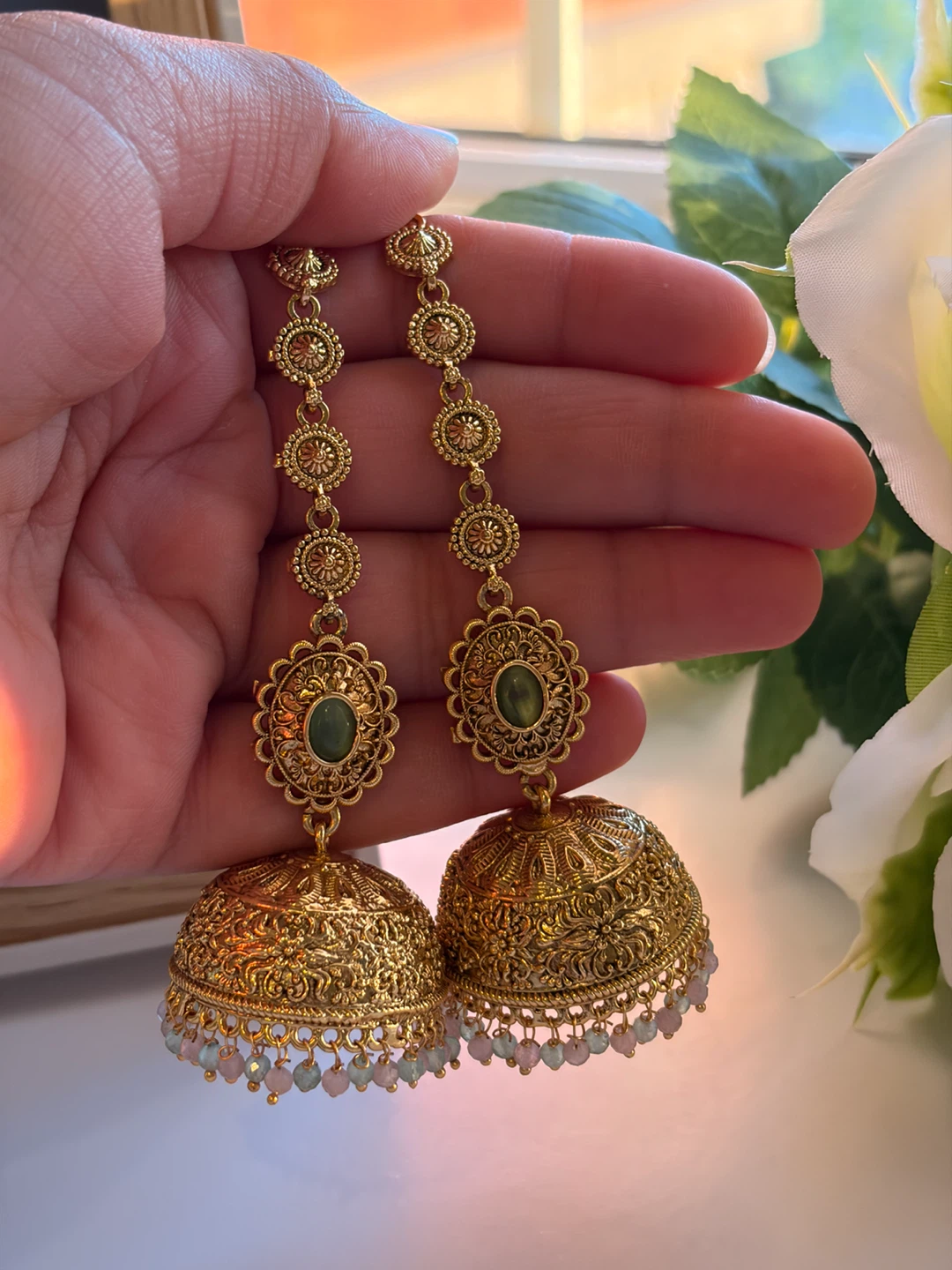 Gold-tone Traditional Jhumka Earrings