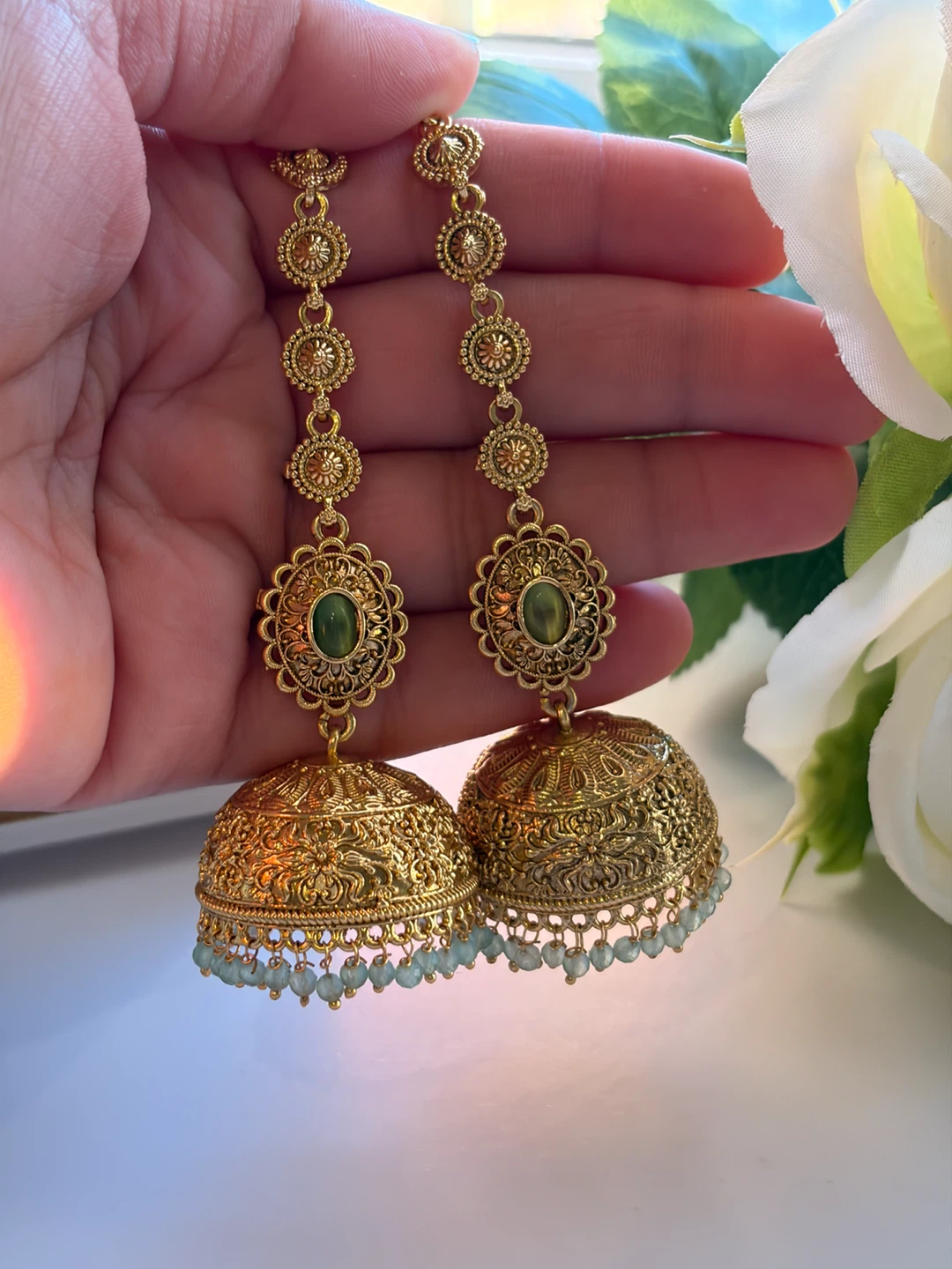 Gold-tone Traditional Jhumka Earrings - photo 2