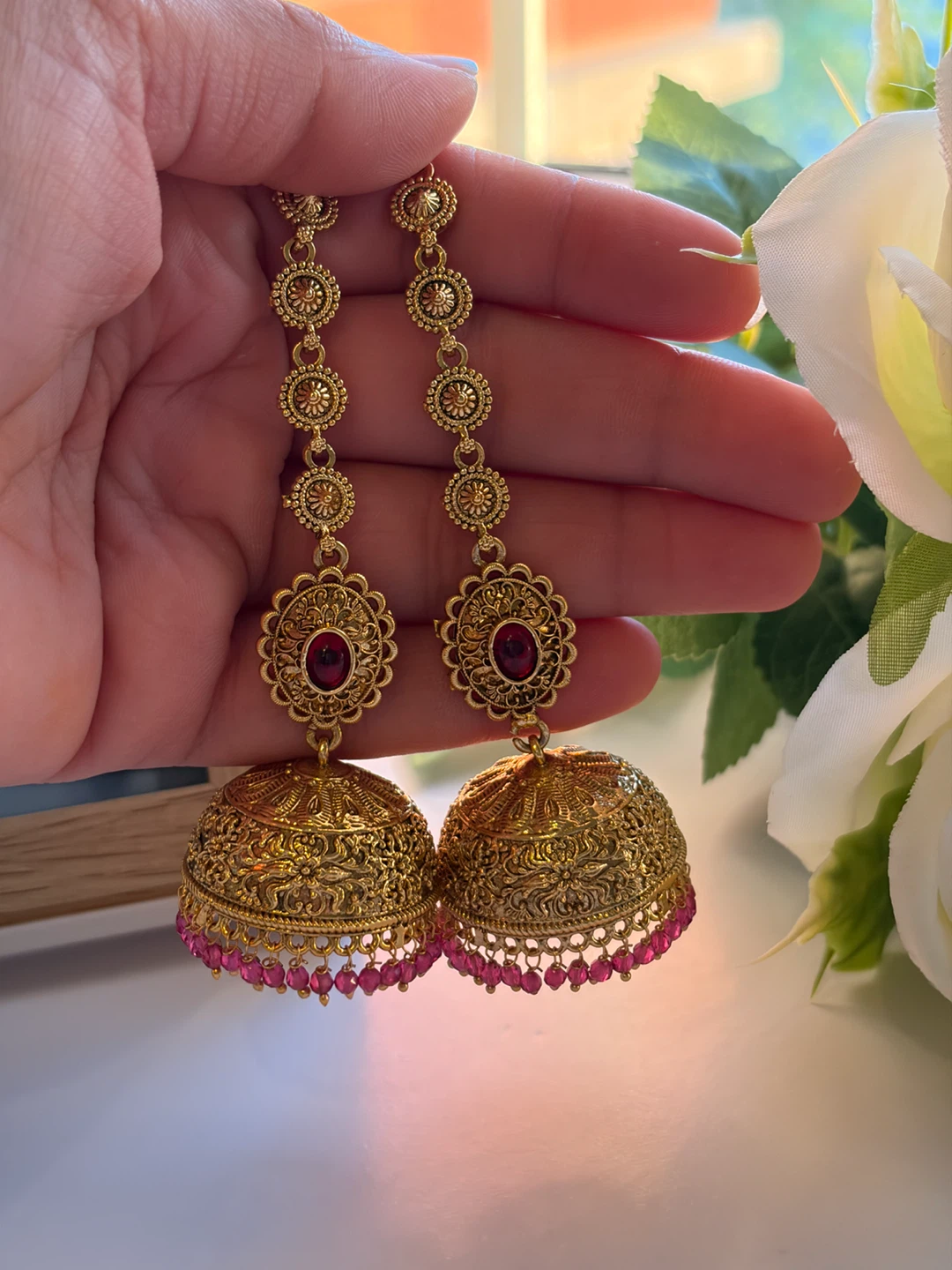 Gold-tone Traditional Jhumka Earrings - photo 3