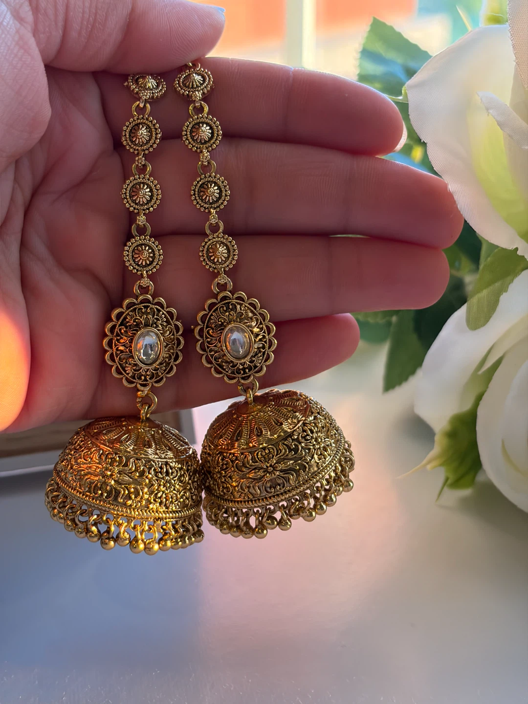 Gold-tone Traditional Jhumka Earrings - photo 4