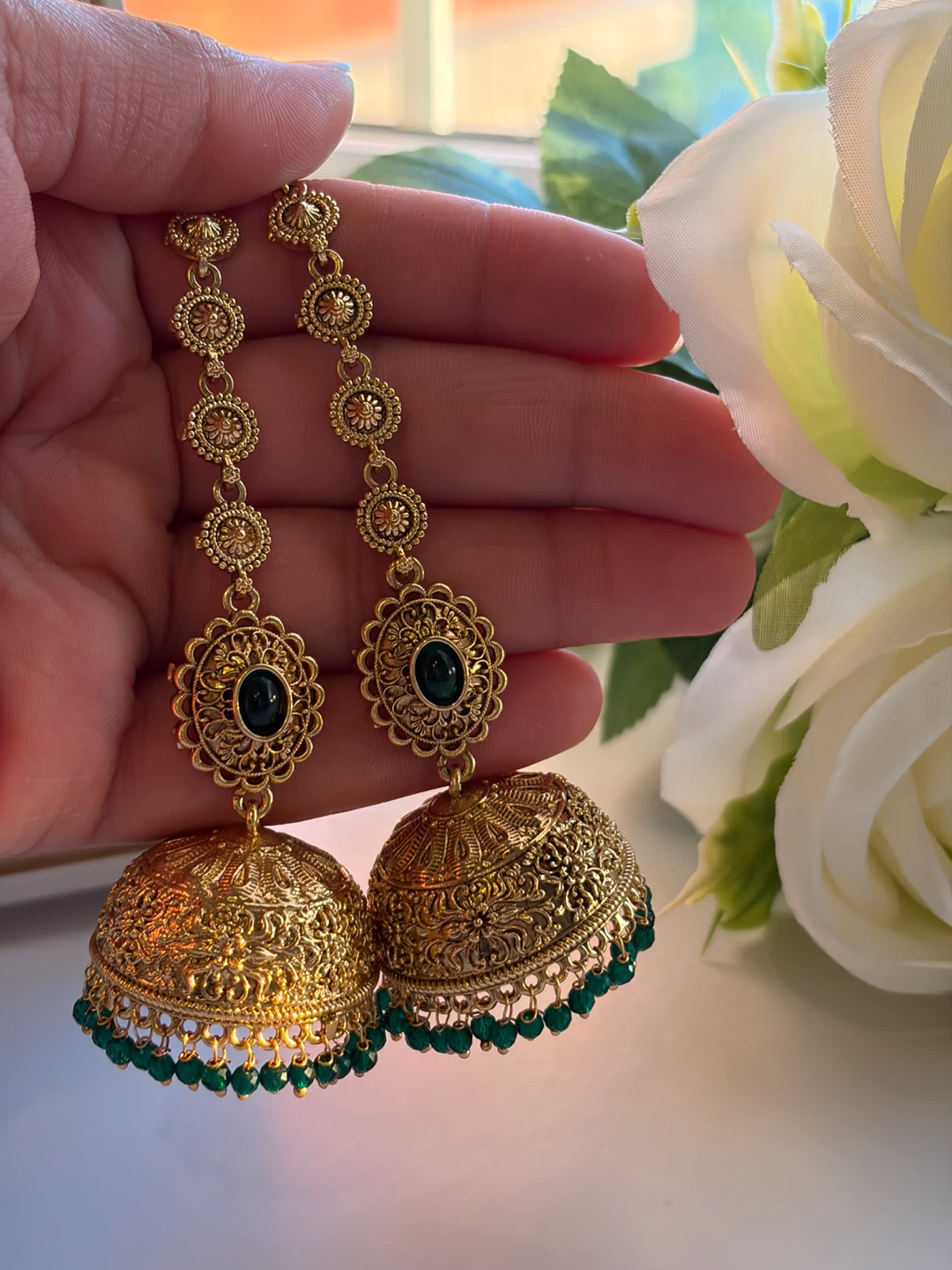 Gold-tone Traditional Jhumka Earrings - photo 5