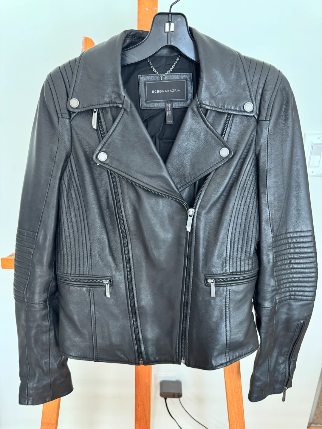 BCBGMAXAZRIA Black Leather Biker Jacket