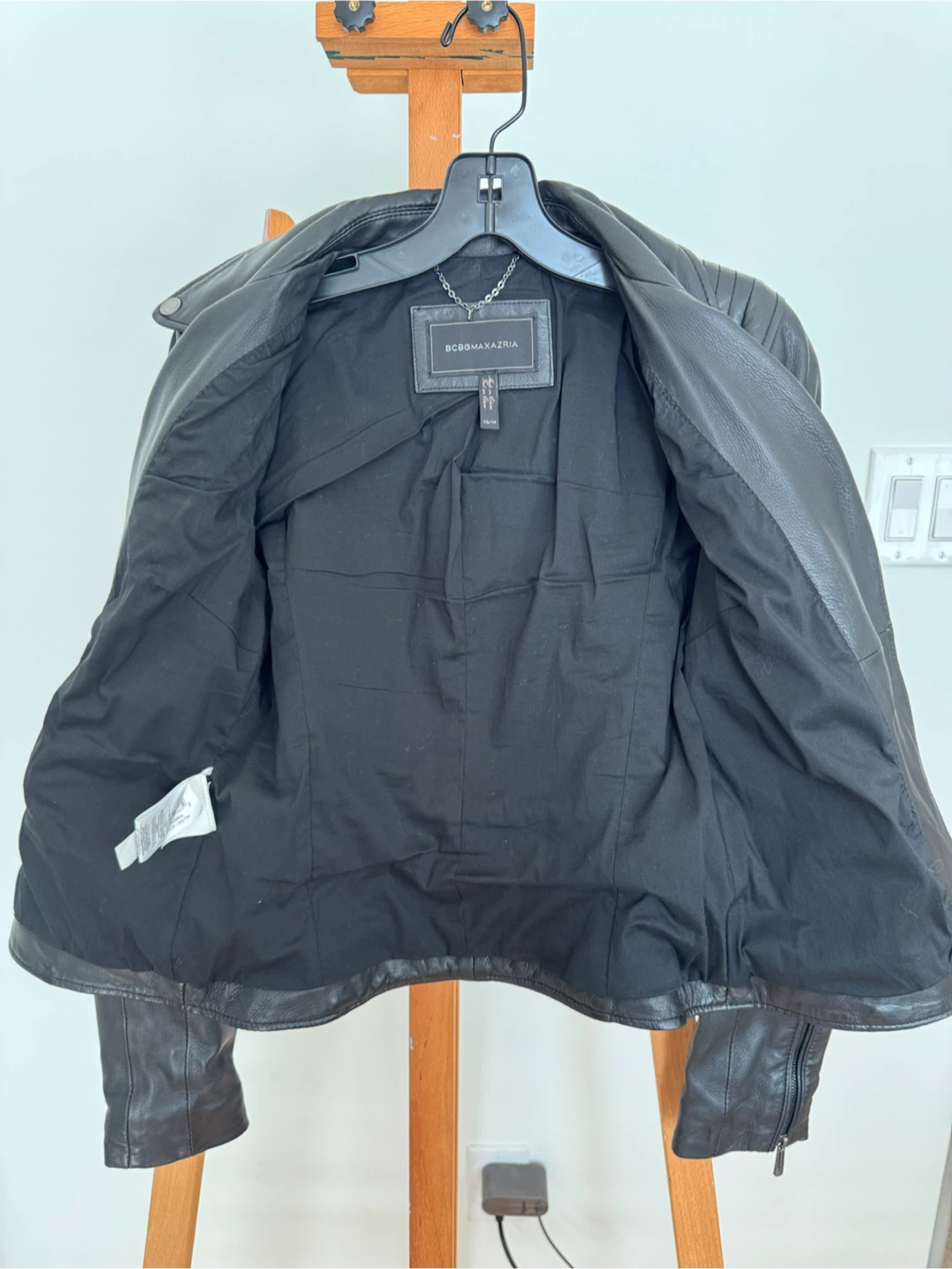 BCBGMAXAZRIA Black Leather Biker Jacket - photo 3
