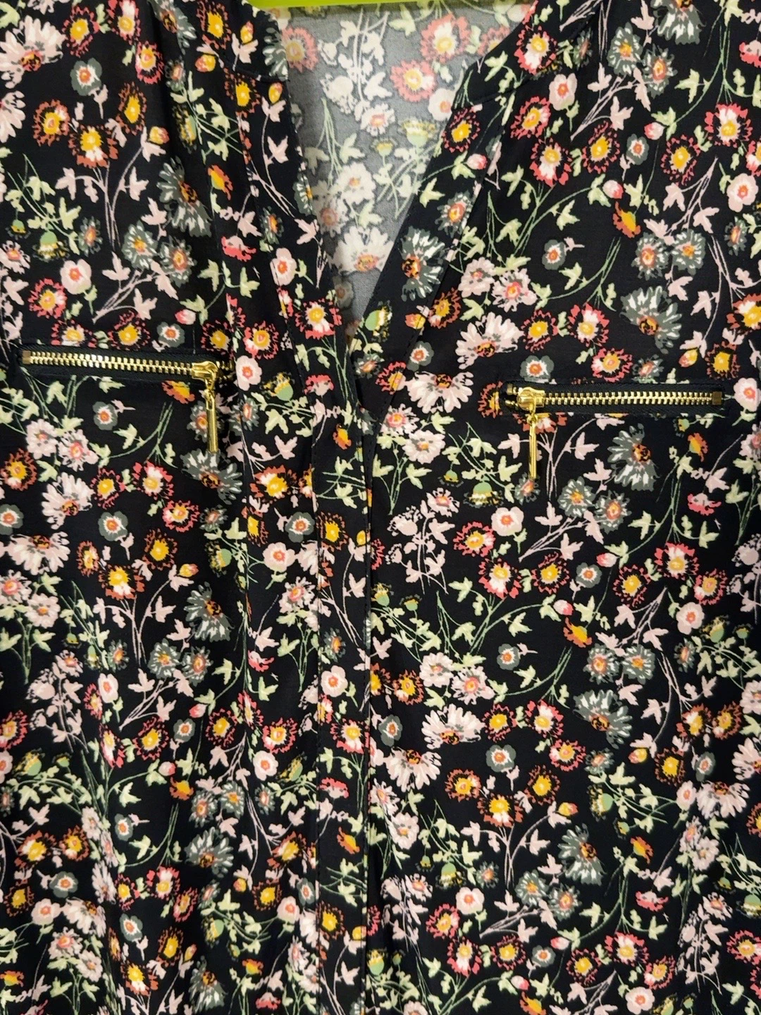 INC International Concepts Floral Blouse w/ Gold Zippers - photo 2
