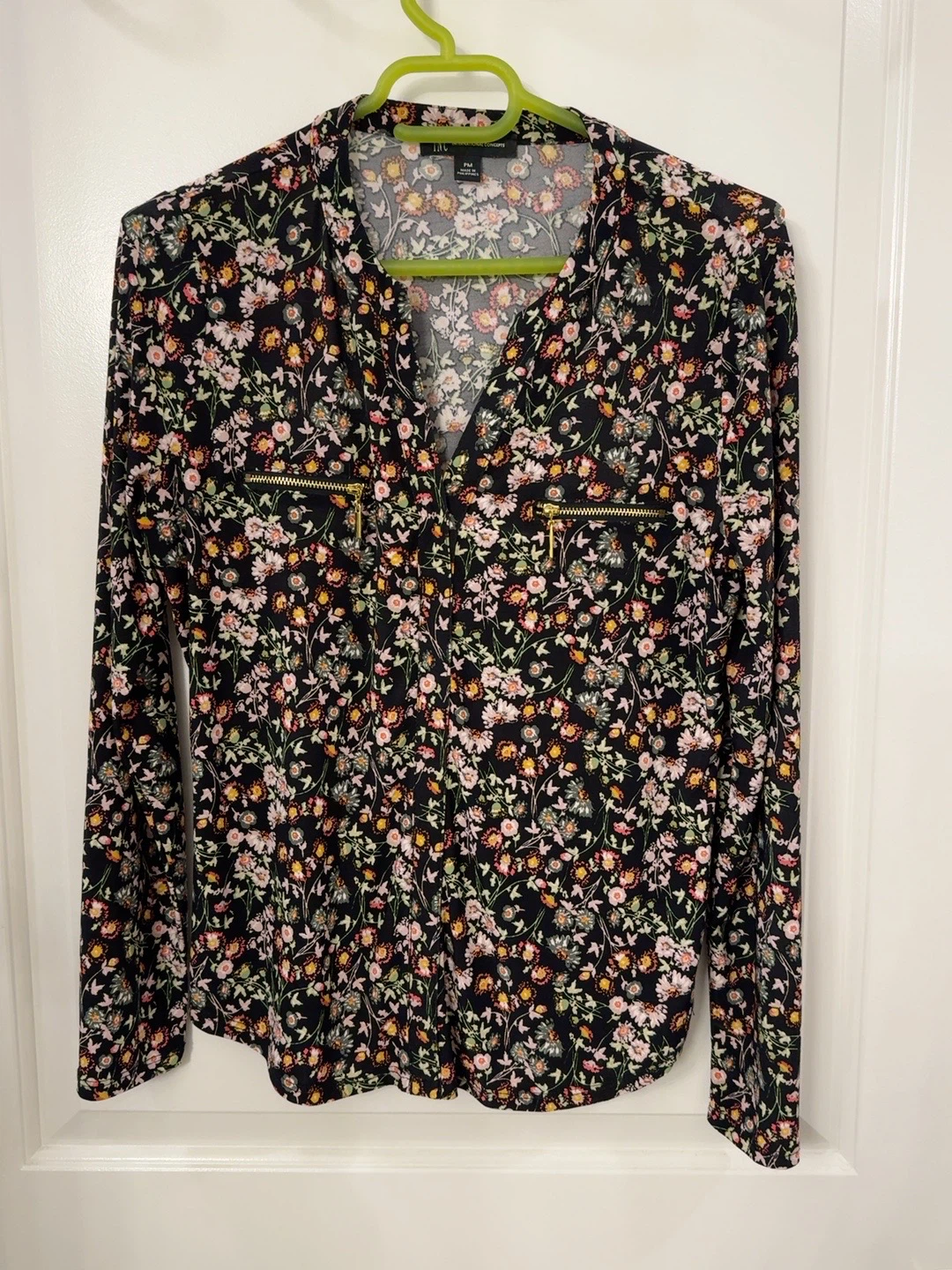 INC International Concepts Floral Blouse w/ Gold Zippers - photo 4