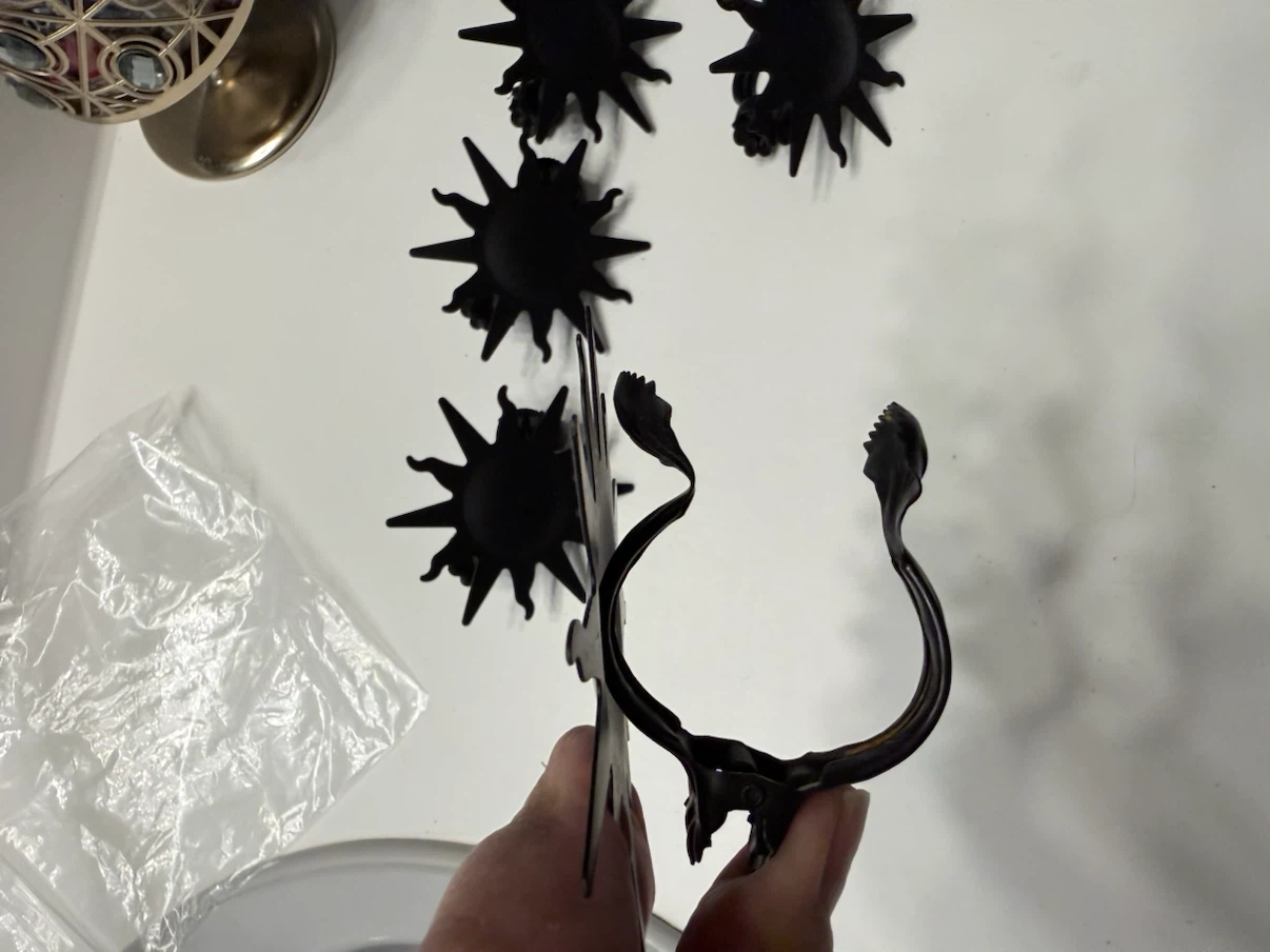 5 Black Sun Curtain Holders & candle holder - photo 3