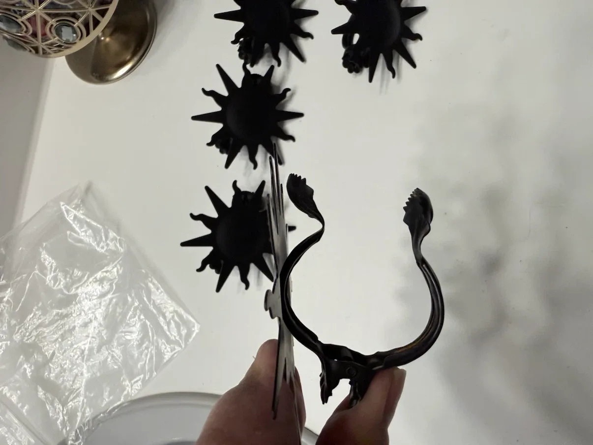 5 Black Sun Curtain Holders & candle holder - photo 3