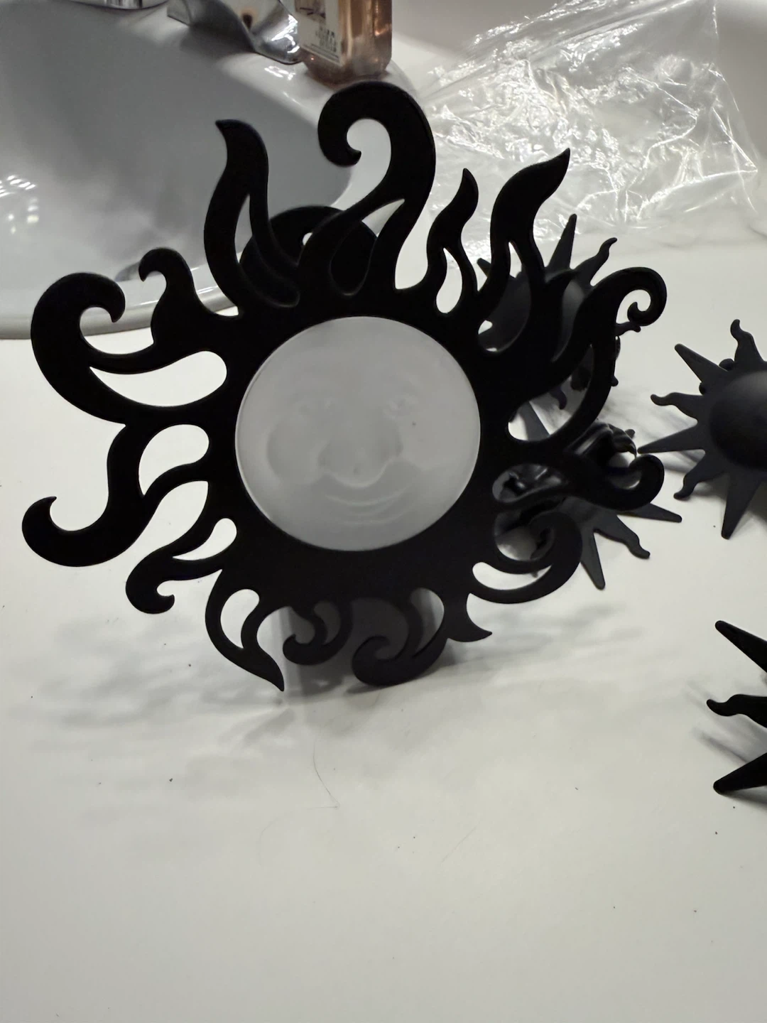 5 Black Sun Curtain Holders & candle holder - photo 4