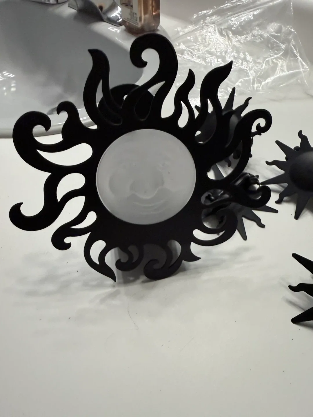 5 Black Sun Curtain Holders & candle holder - photo 4