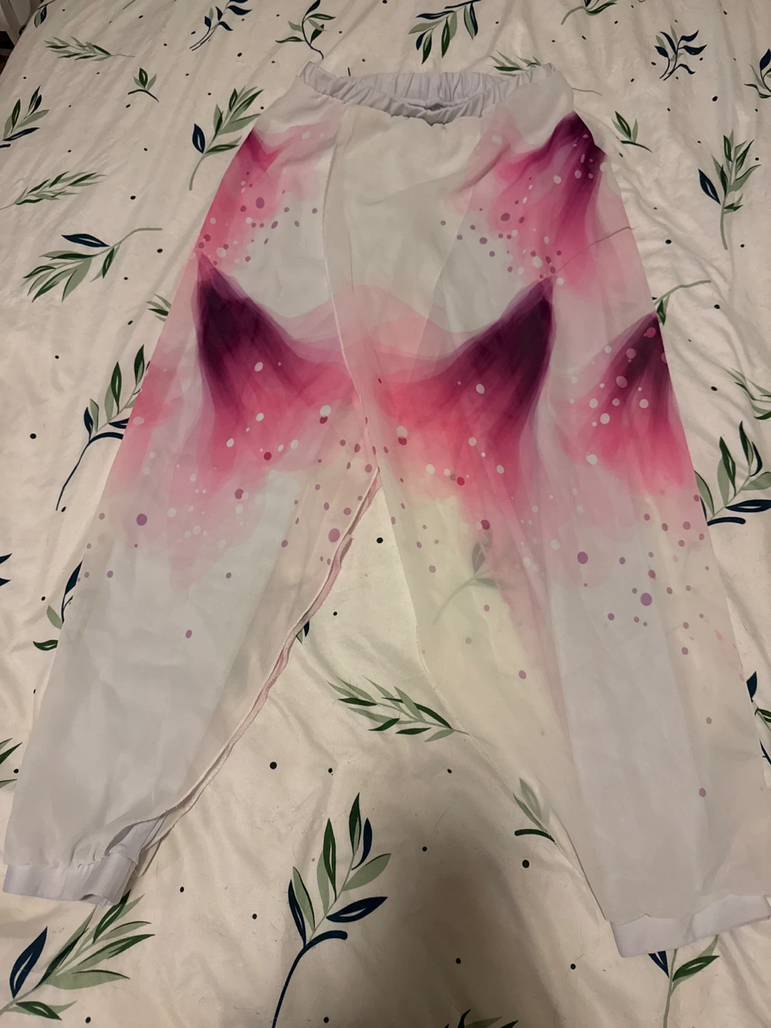 Pink and White Floral Layered Leggings