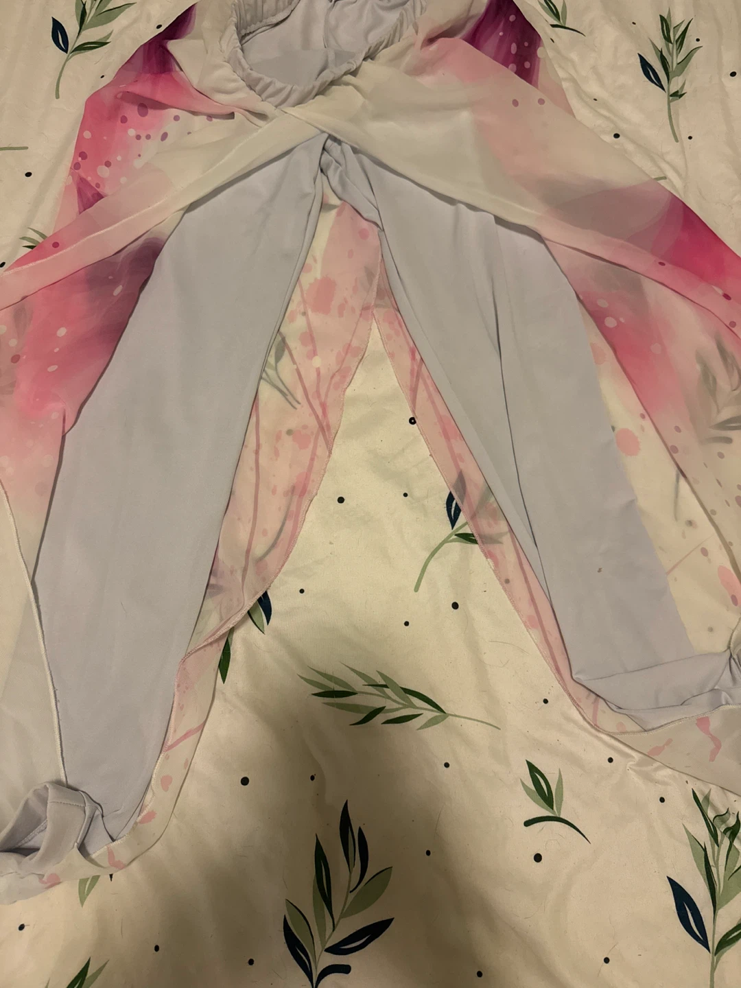 Pink and White Floral Layered Leggings - photo 2