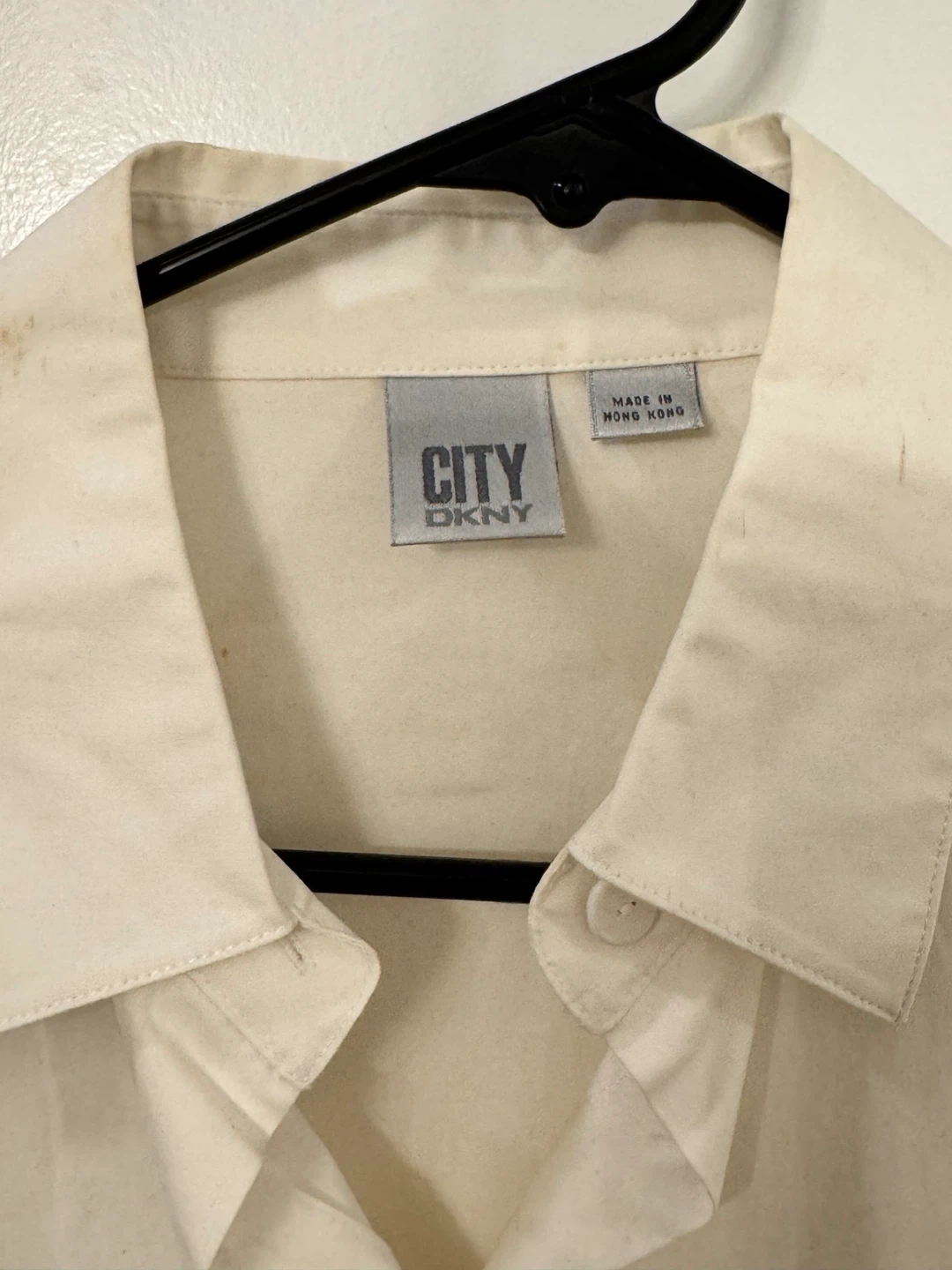 City DKNY Ivory Button-Down Shirt with Embroidered Cuffs - photo 2