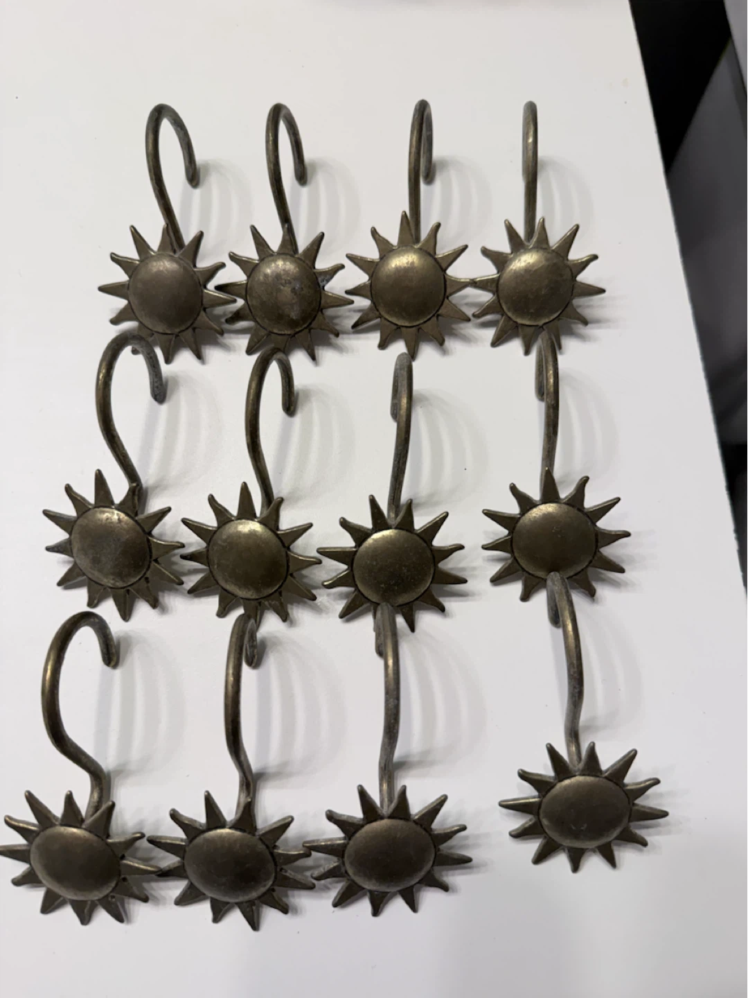 Sunburst Shower Curtain Hooks Set - 12 Pieces