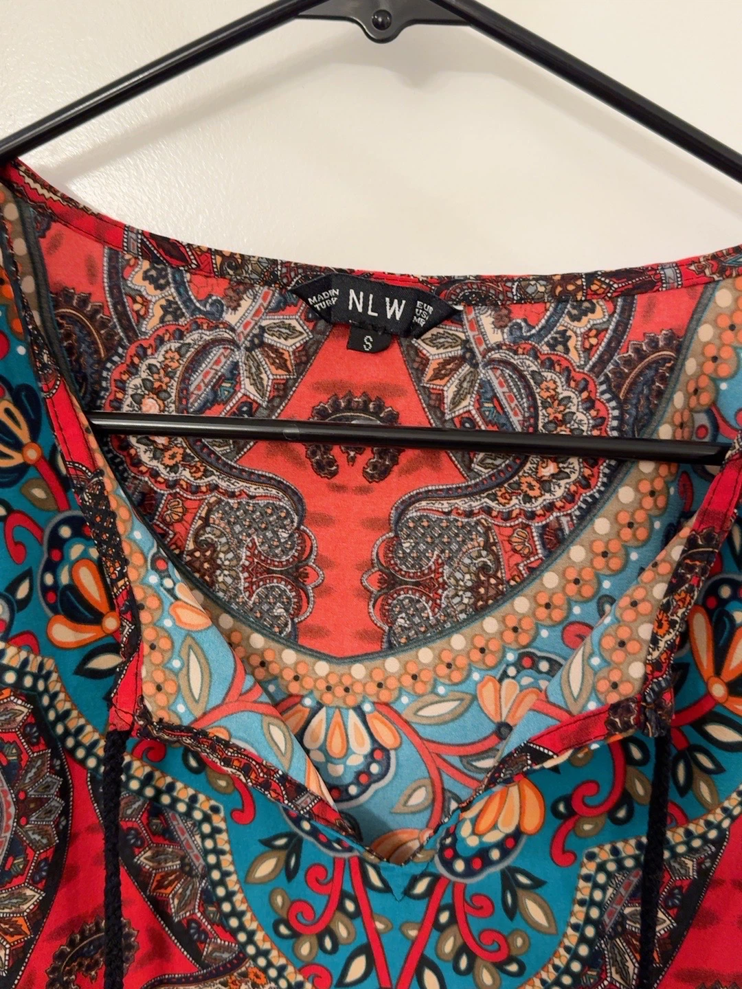 NLW Paisley Boho Tunic Dress Size S – Red & Turquoise - photo 3