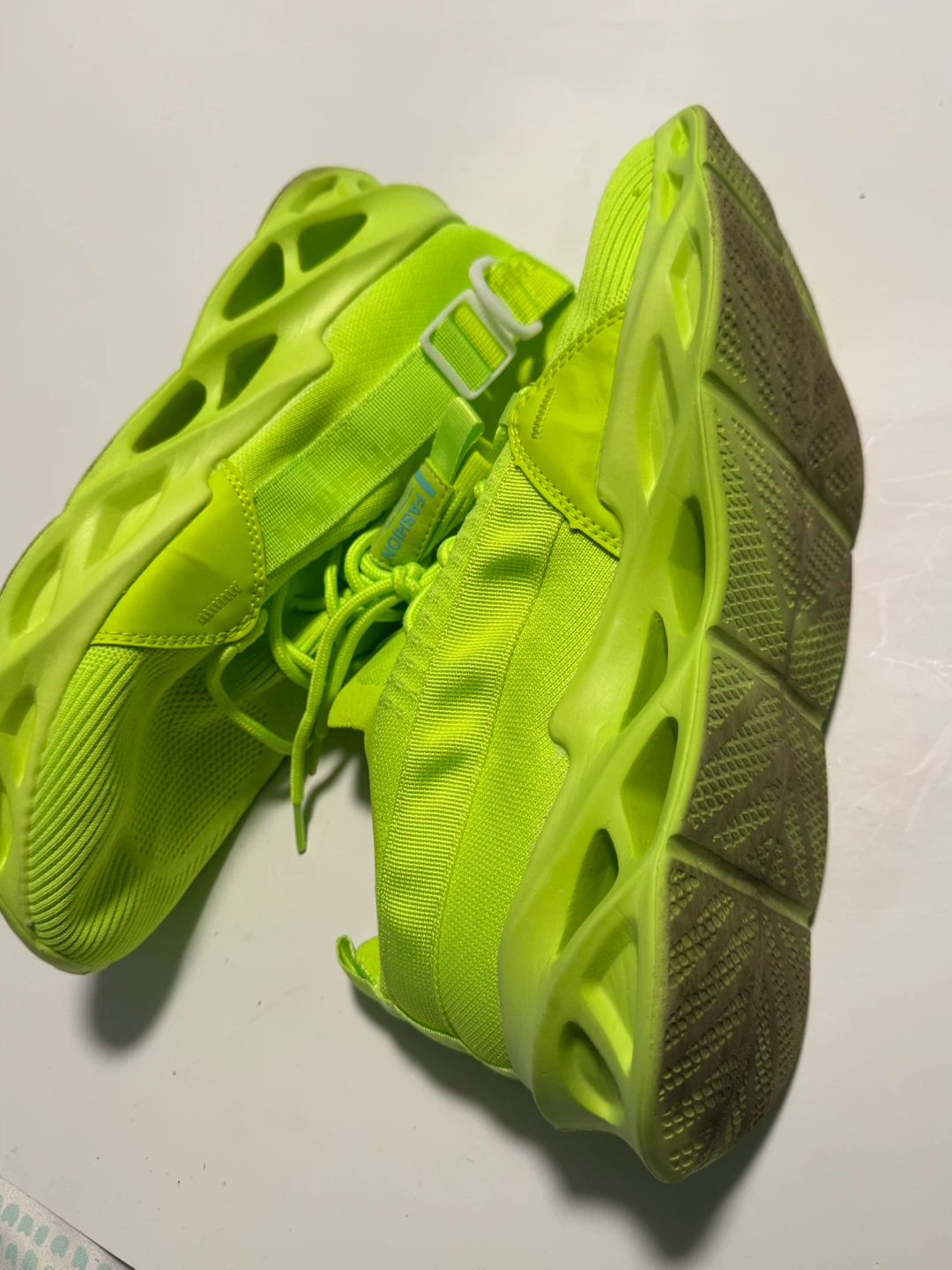 Neon Green Knit Fashion Sneakers - photo 2