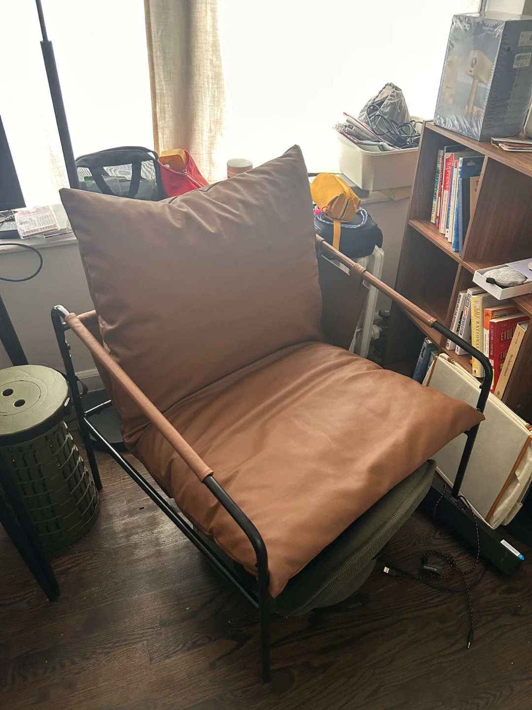 Modern Brown Leather Accent Chair