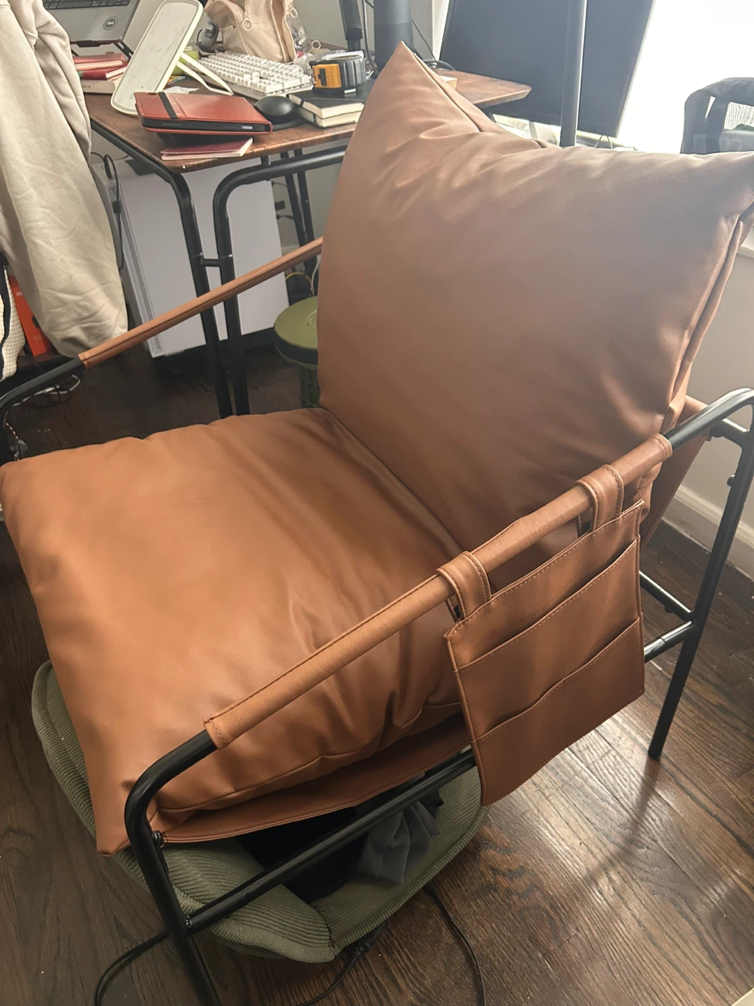 Modern Brown Leather Accent Chair - photo 2