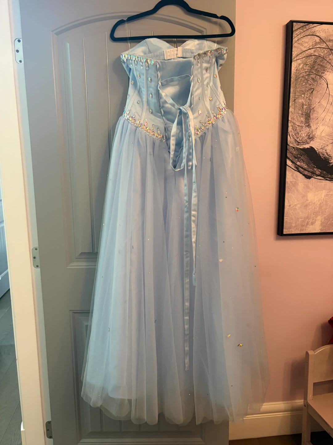 Light Blue Formal Prom Dress with Rhinestones - photo 2