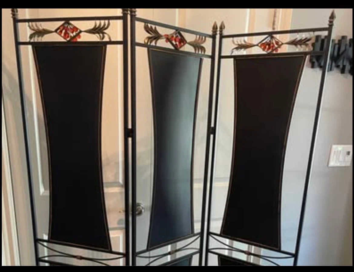 Room Divider 3 panel with glass accents