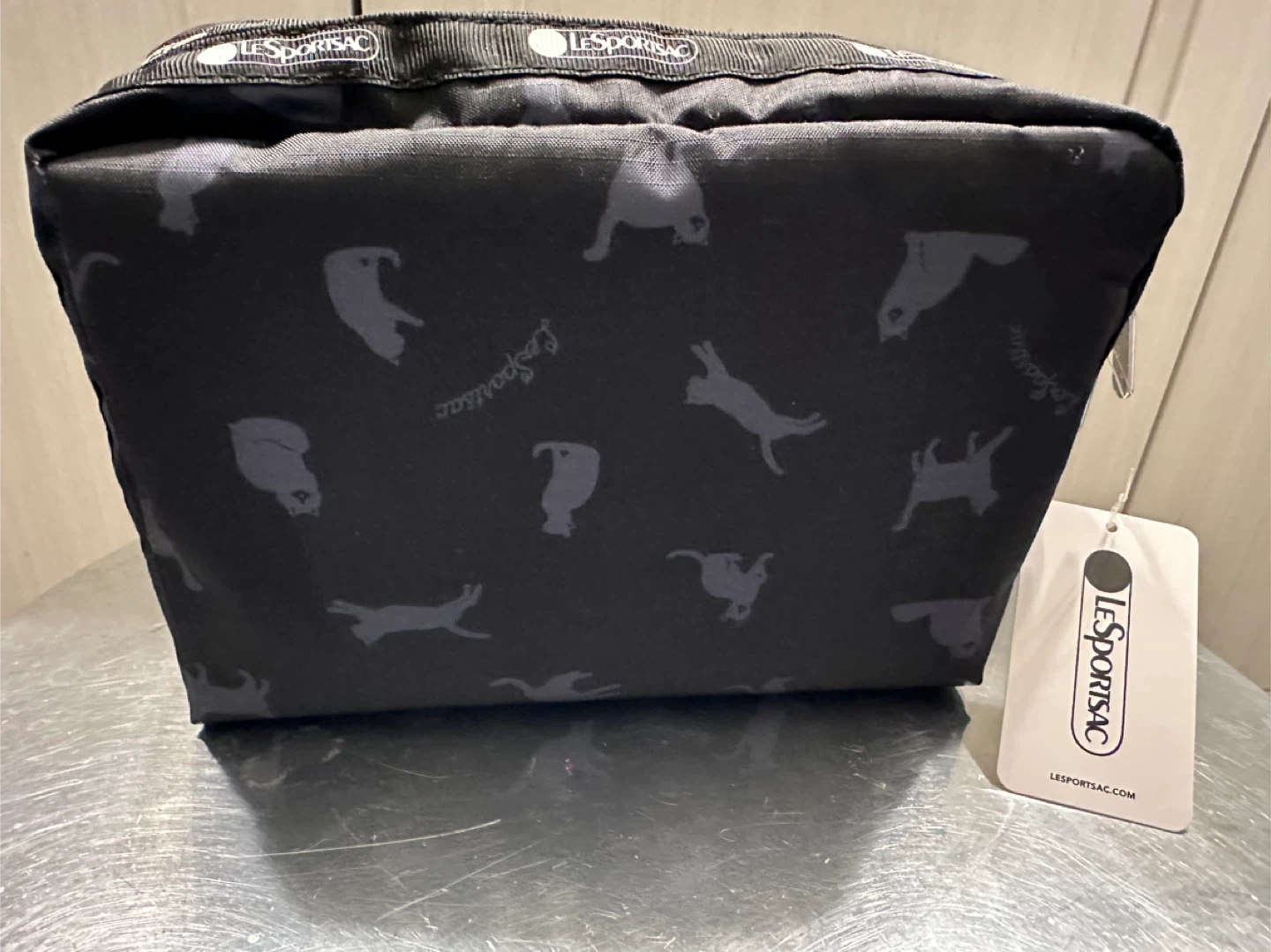 Brand New LeSportsac Cosmetic Bag Black Cat Print - photo 2