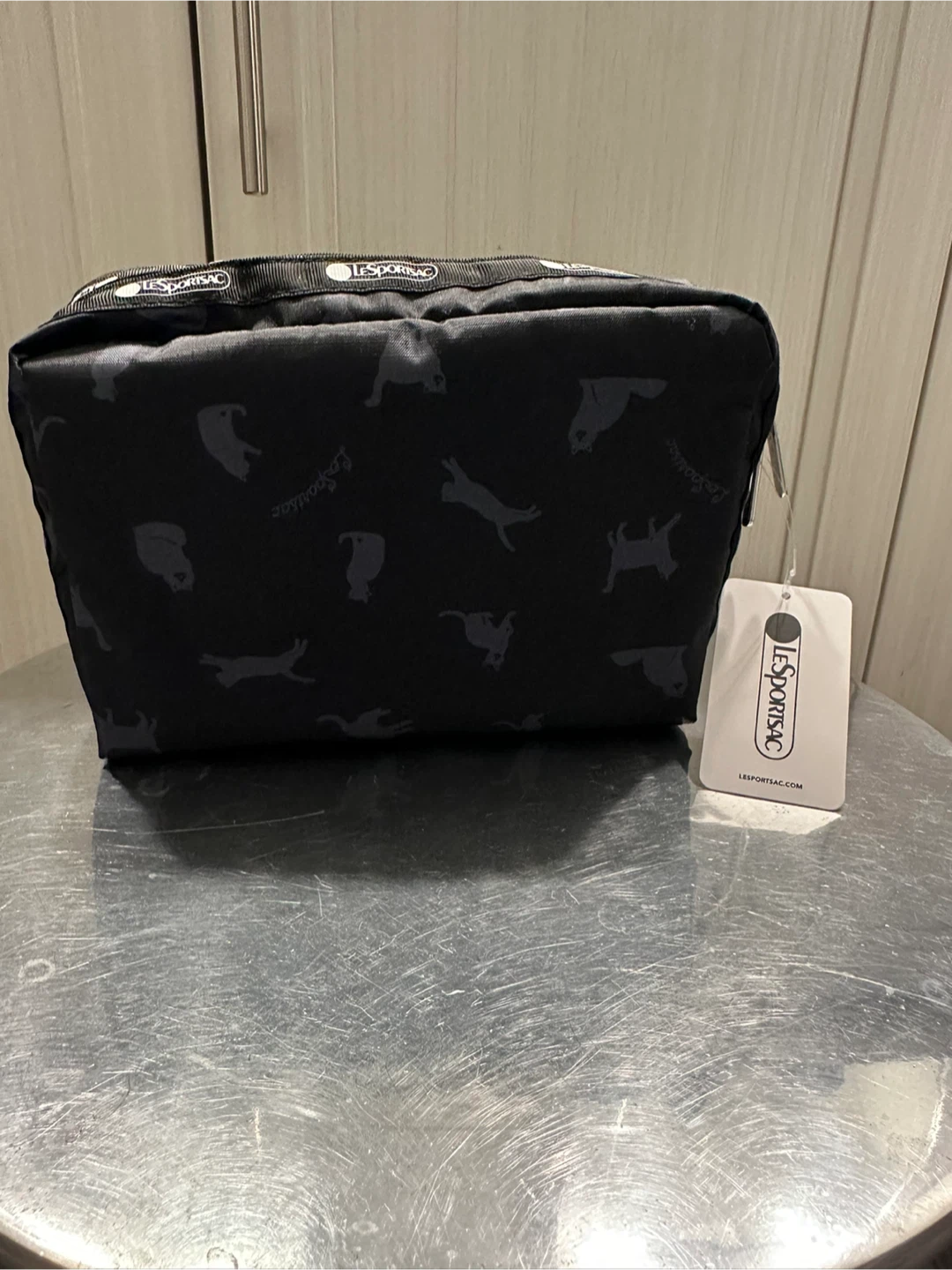 Brand New LeSportsac Cosmetic Bag Black Cat Print