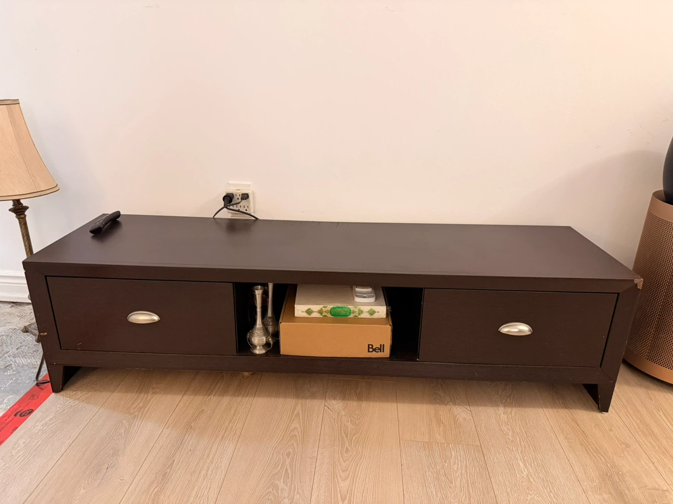 Dark Brown TV Stand with Drawers and Shelf
