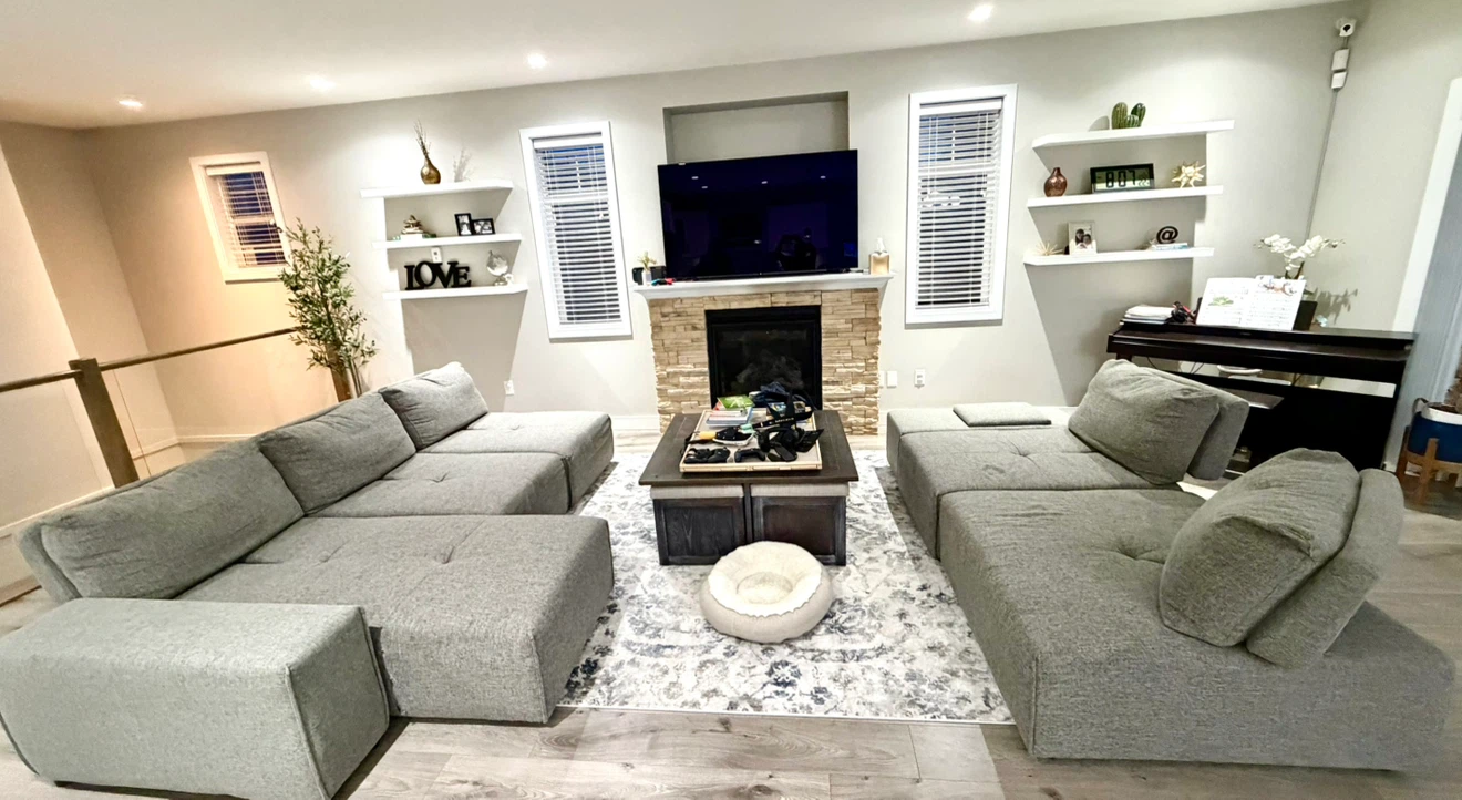 🛋️ 7-Piece Modular Sectional Sofa -Soft Grey Linen- Look Fabric - photo 2