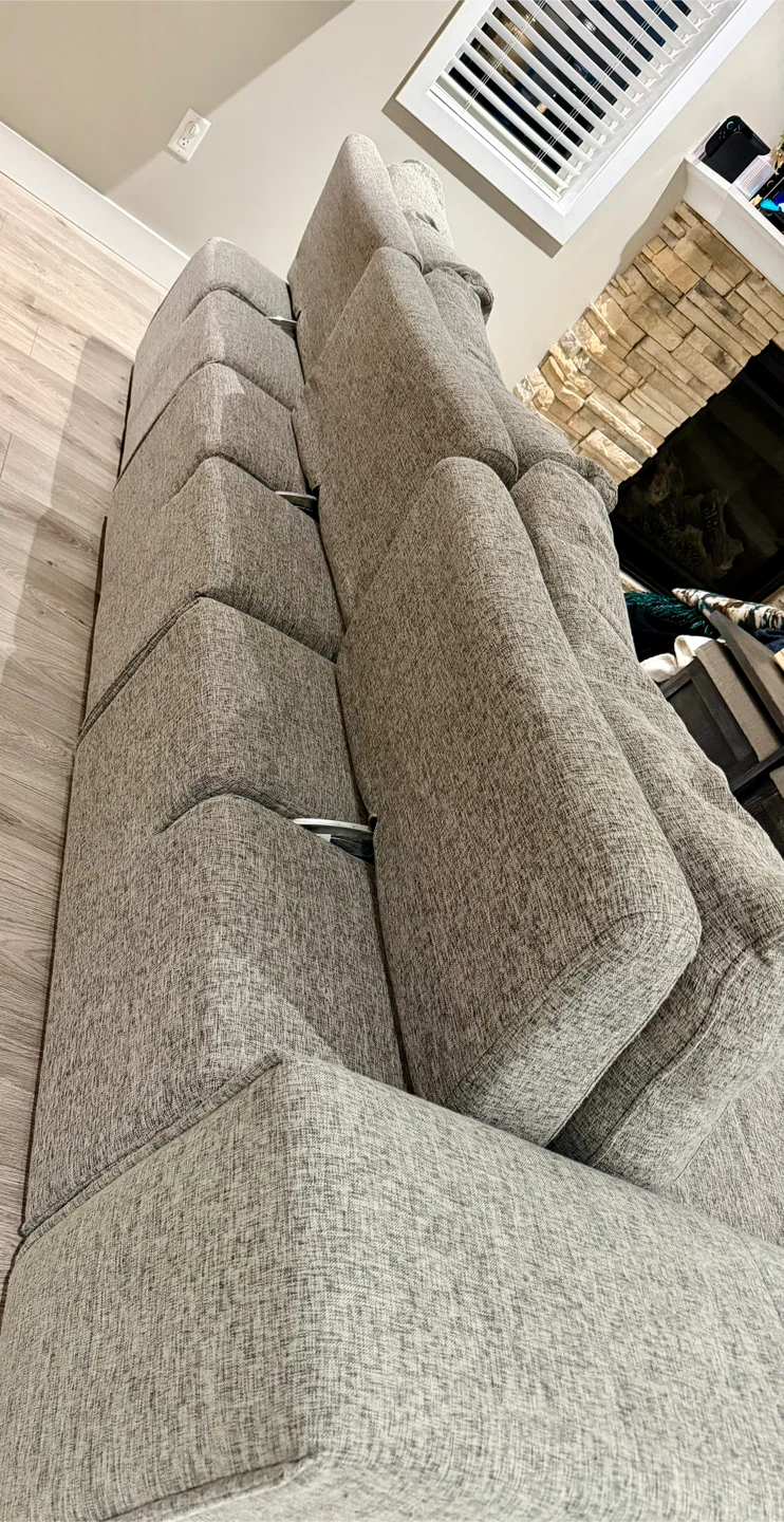 🛋️ 7-Piece Modular Sectional Sofa -Soft Grey Linen- Look Fabric - photo 4