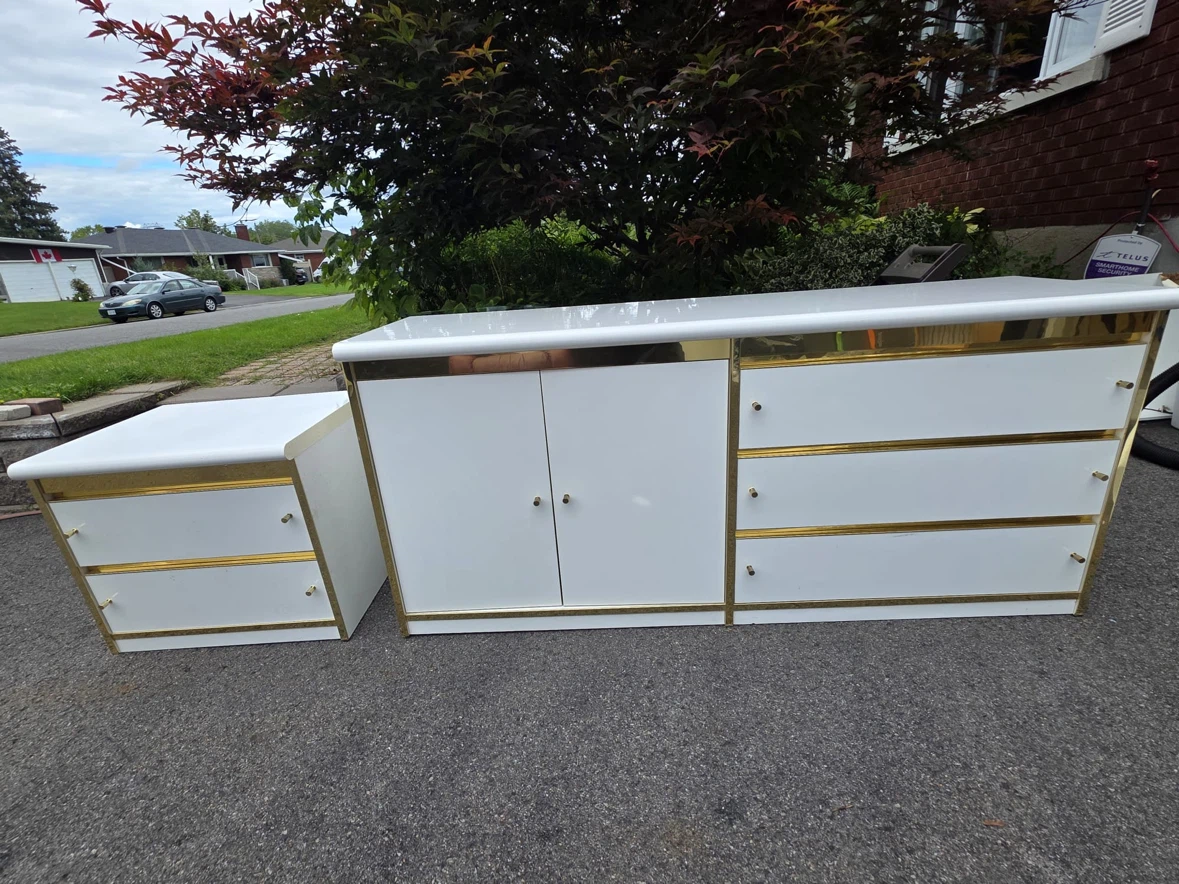 White and Gold Dresser and Nightstand Set - photo 3