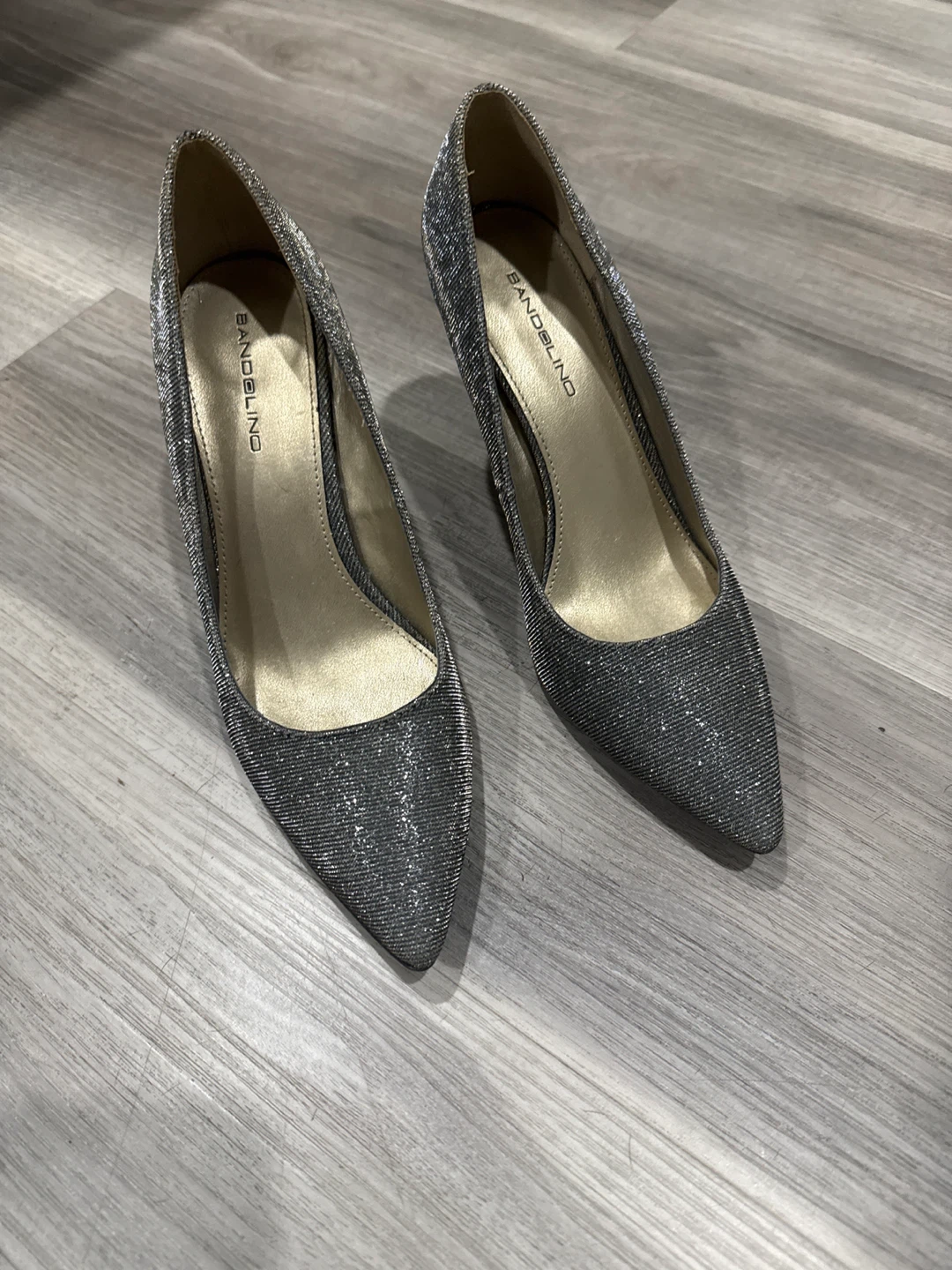 Bandolino Silver Glitter Pointed Toe Heels