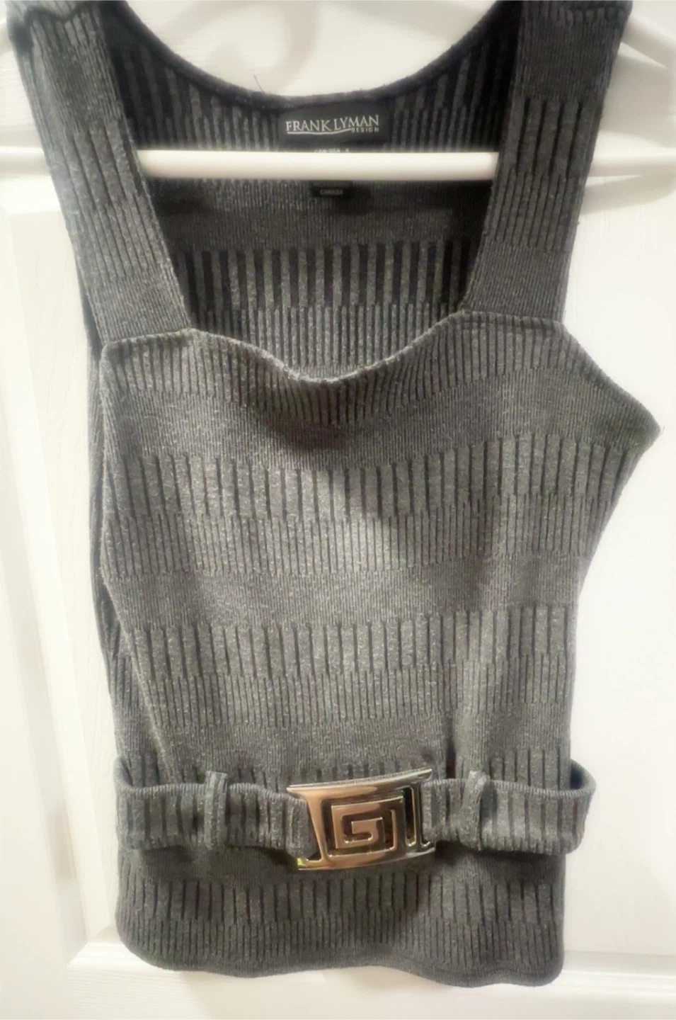 Y2k Grey Tank W/ Sliver Belt