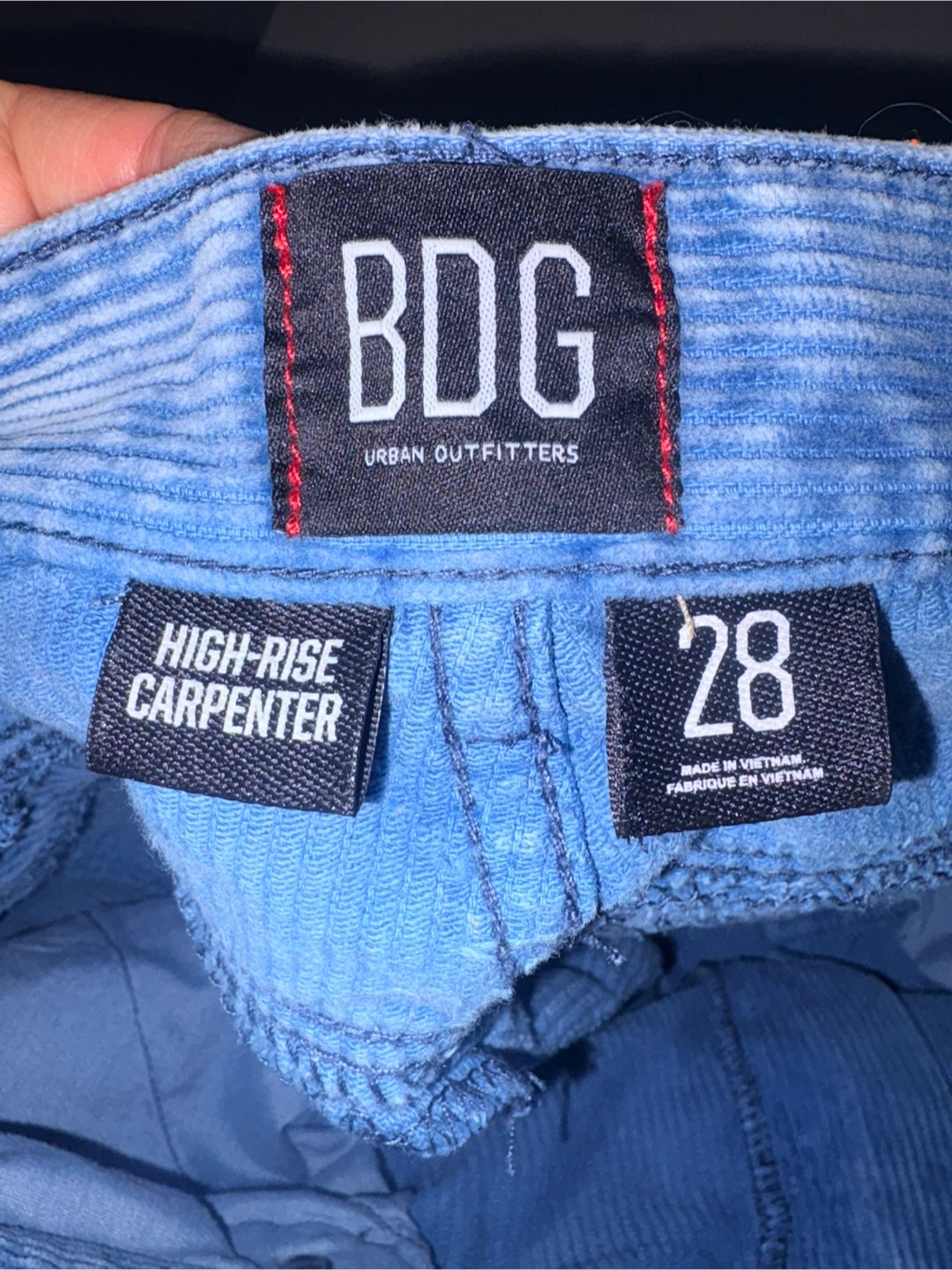 BDG High-Rise Corduroy Carpenter Shorts, Blue, Size 28 - photo 3