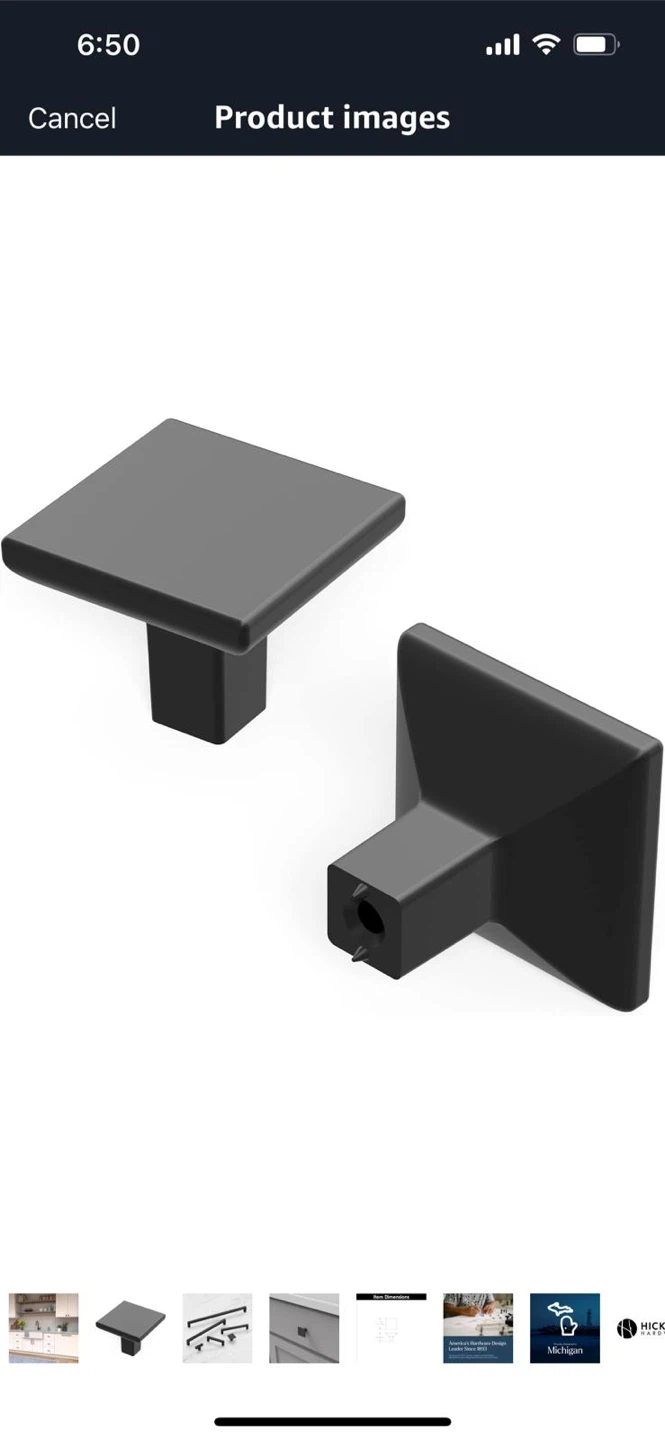 New-Black Square Cabinet Knobs (Pack of 10)